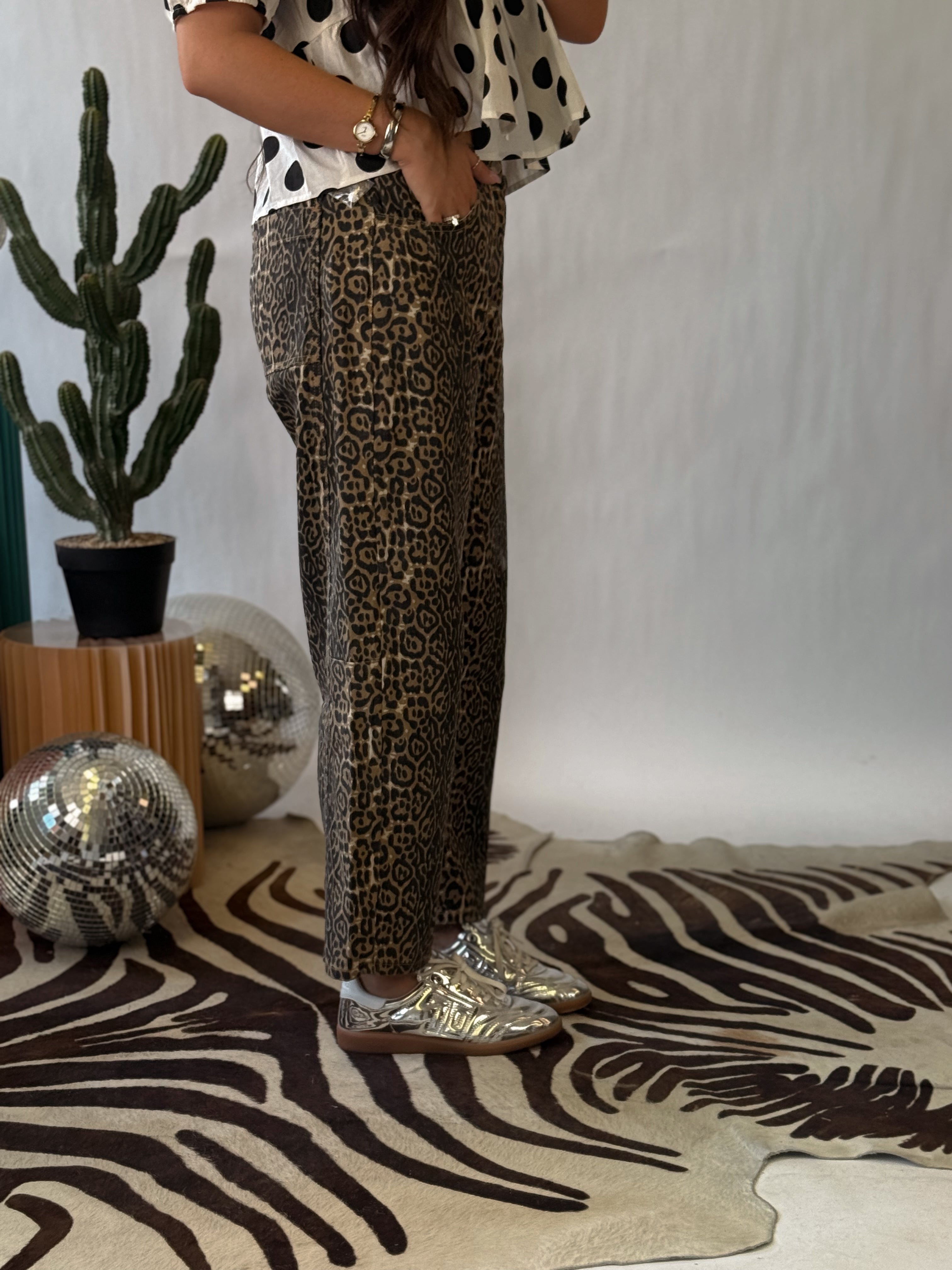 The Wild Side Leopard Barrel Jeans
