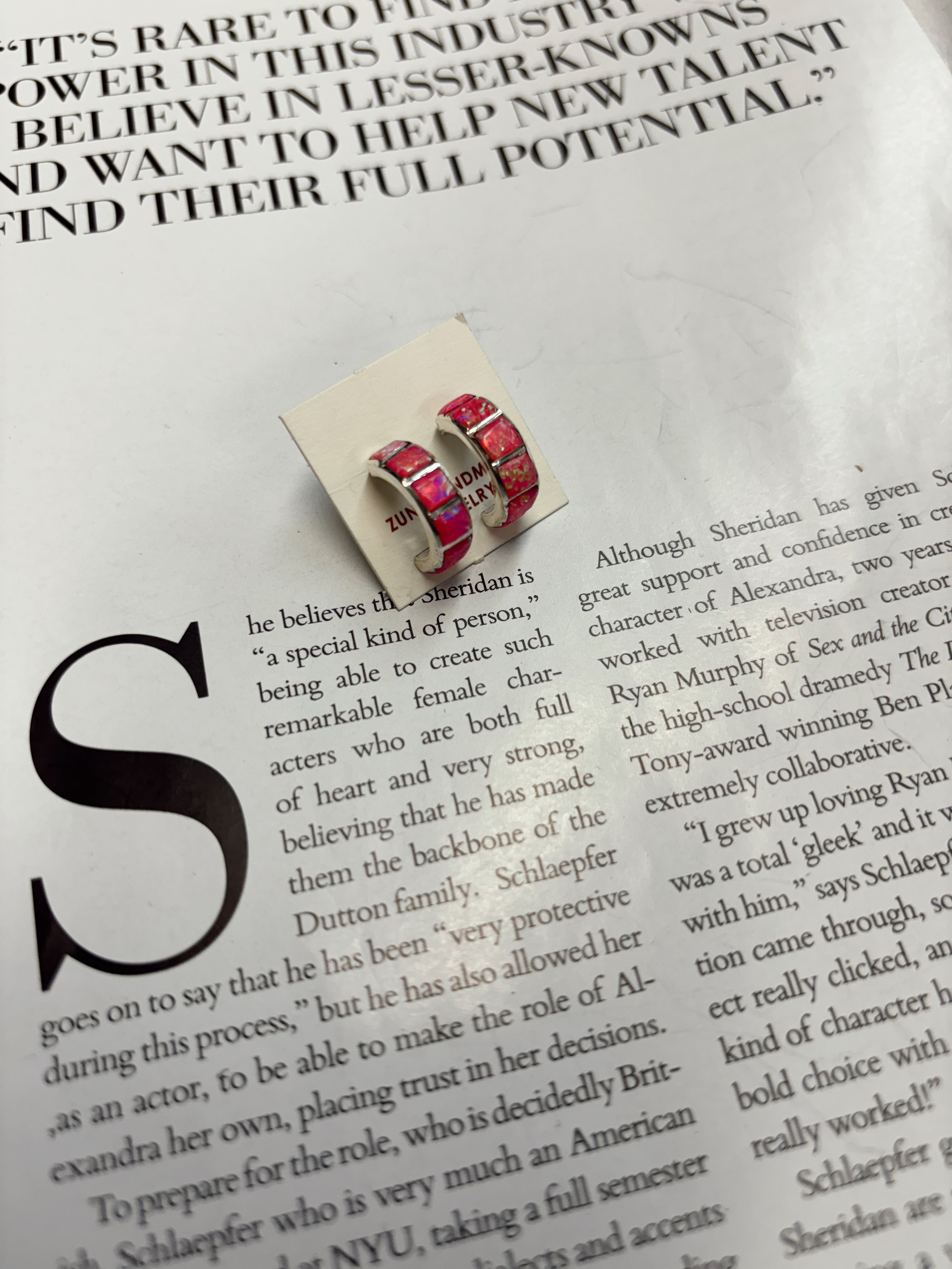 The Pink Opal Huggie Hoops