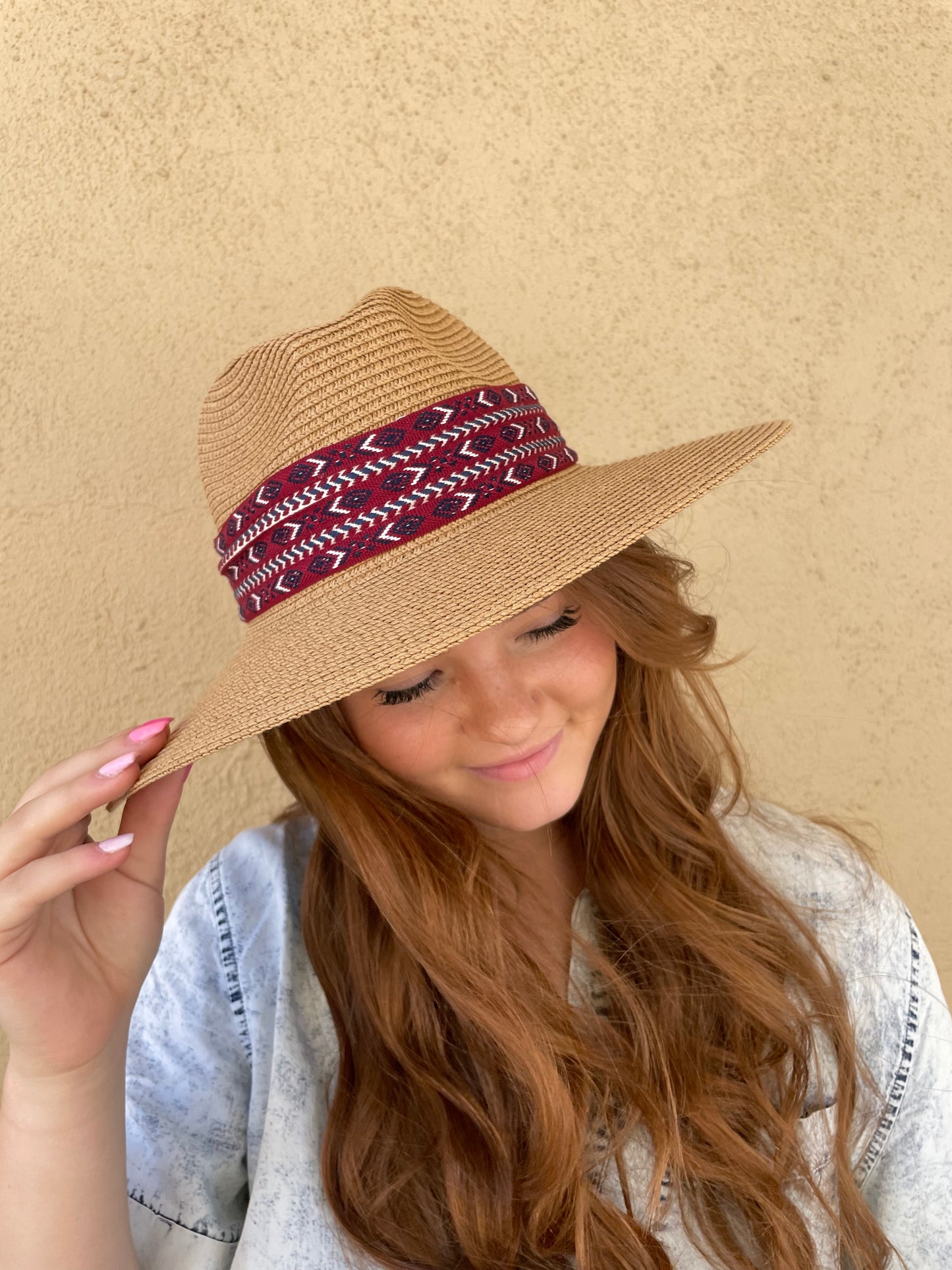 The Burgundy Rancher Woven Hat