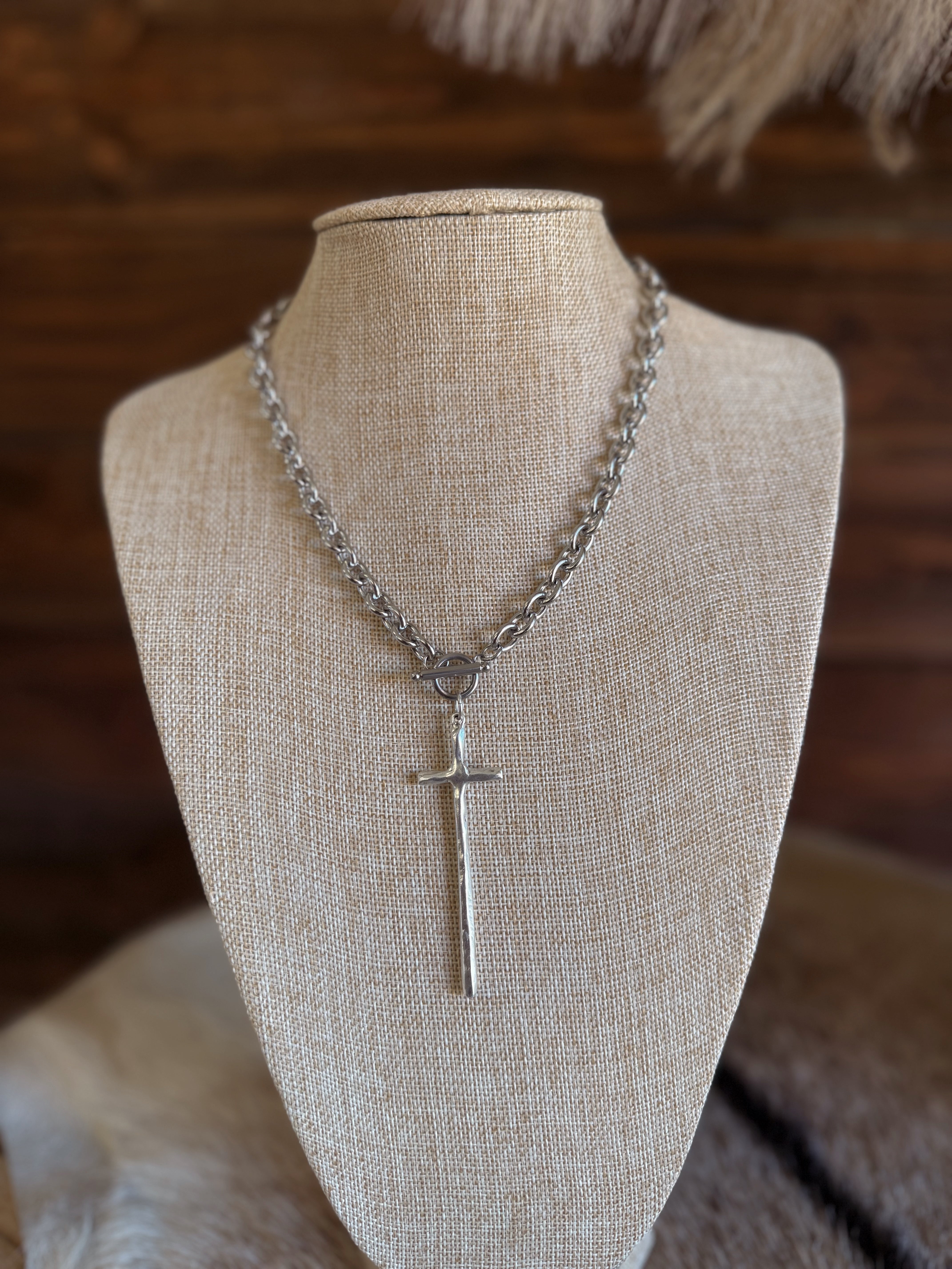 The Elongated Cross Toggle Necklace