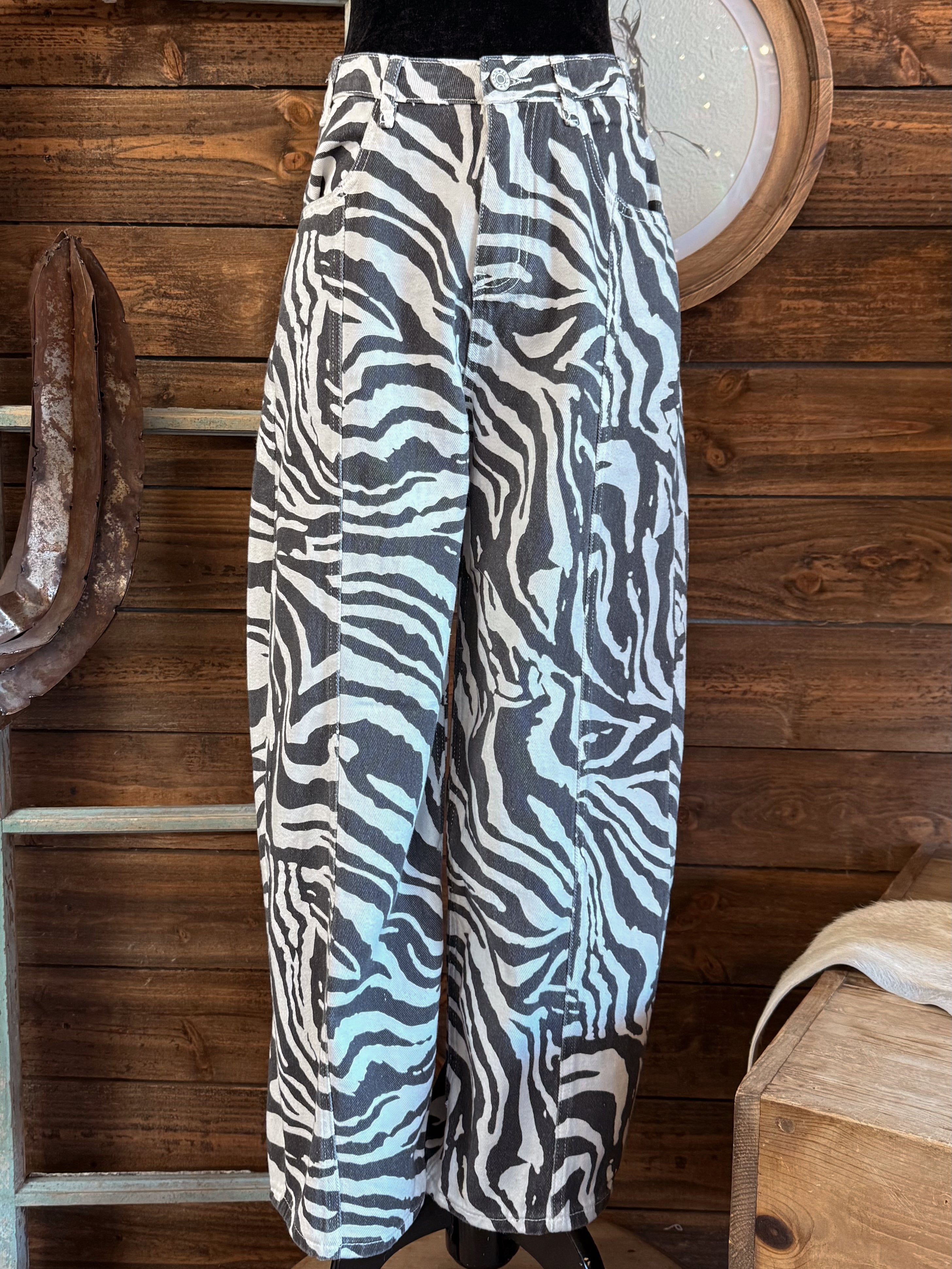 The Lauren Zebra Barrel Pants