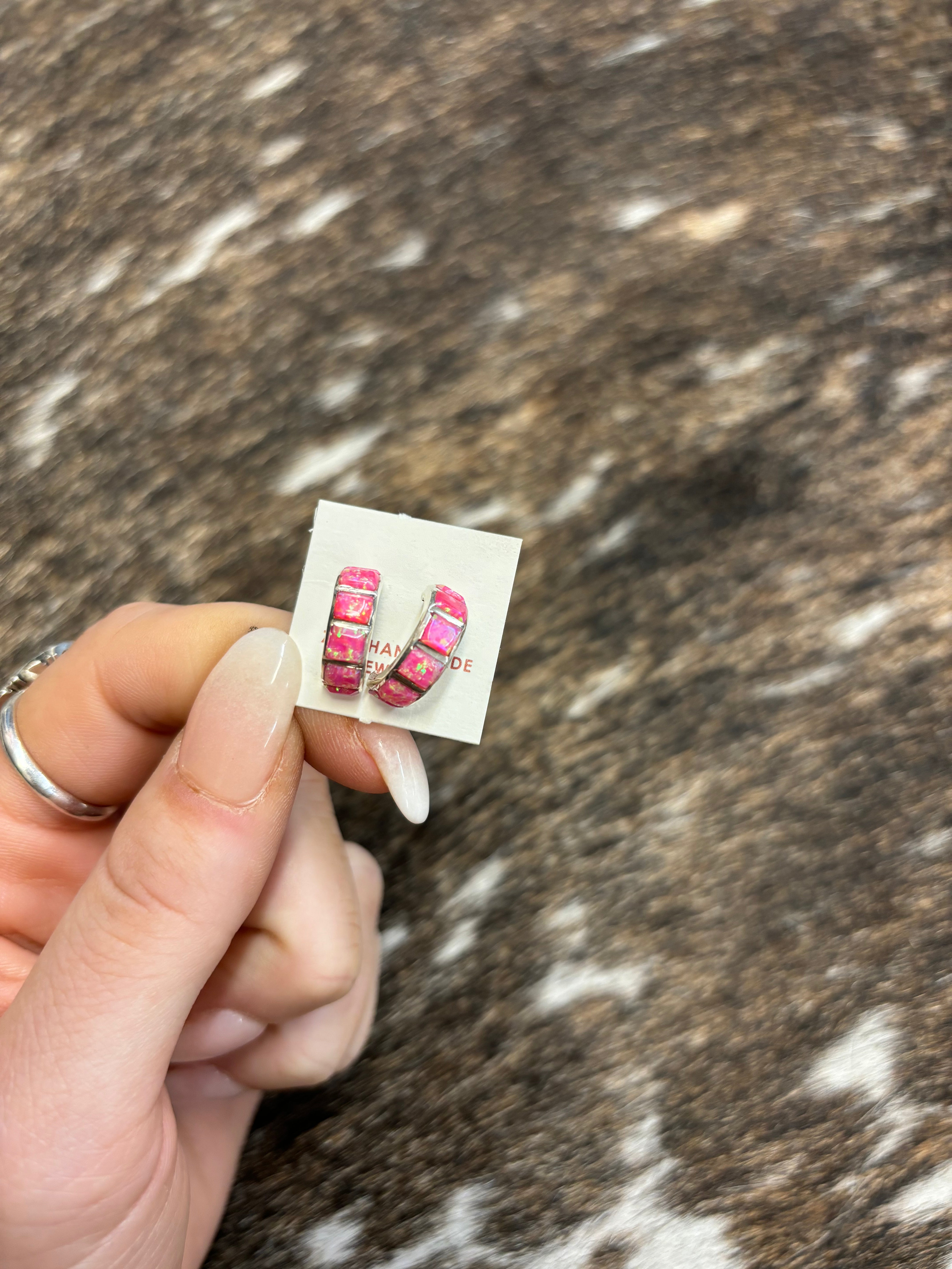 The Pink Opal Huggie Hoops