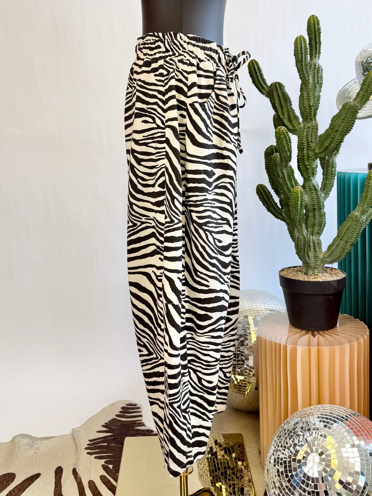 The Wild Instinct Zebra Barrel Sweatpants