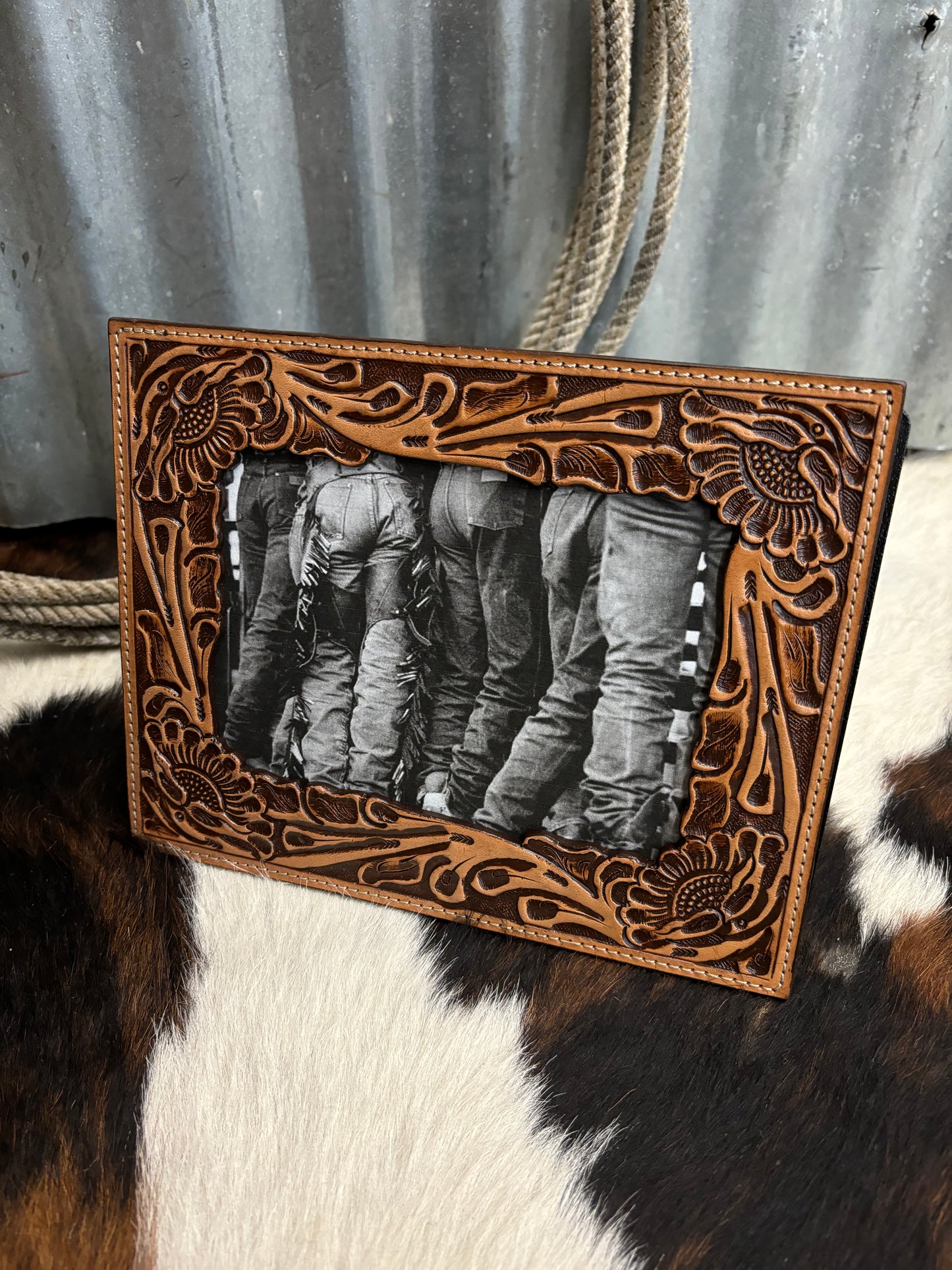 The Tooled Leather Natural Large Frame