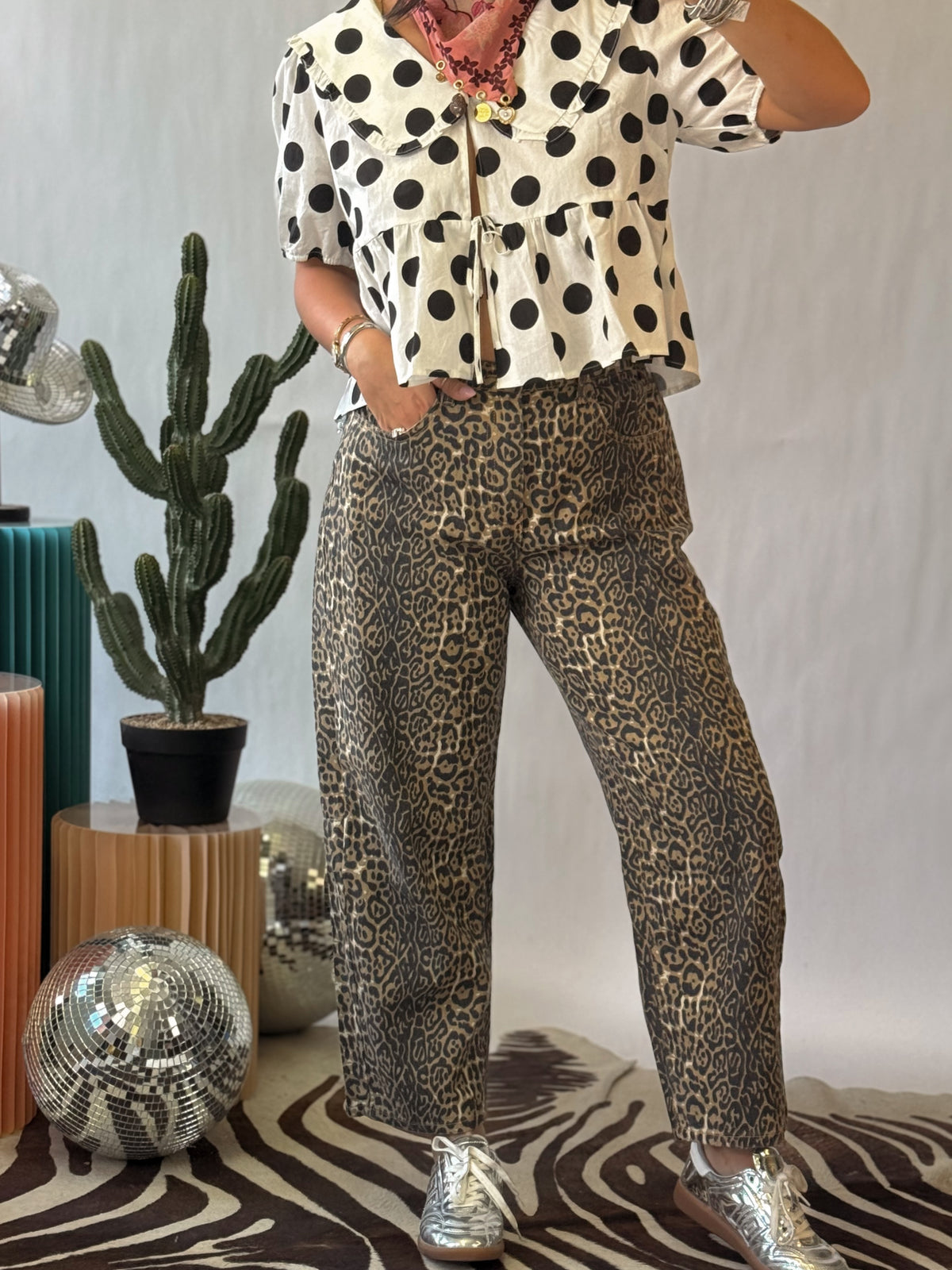 The Wild Side Leopard Barrel Jeans