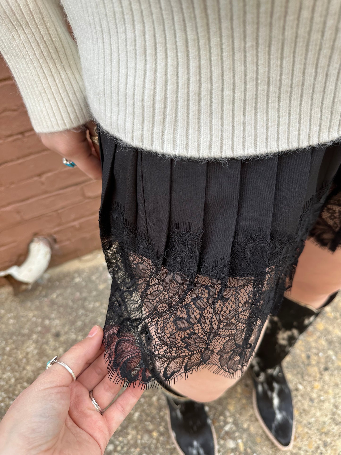 The Naughty or Nice Lace Mini Skirt