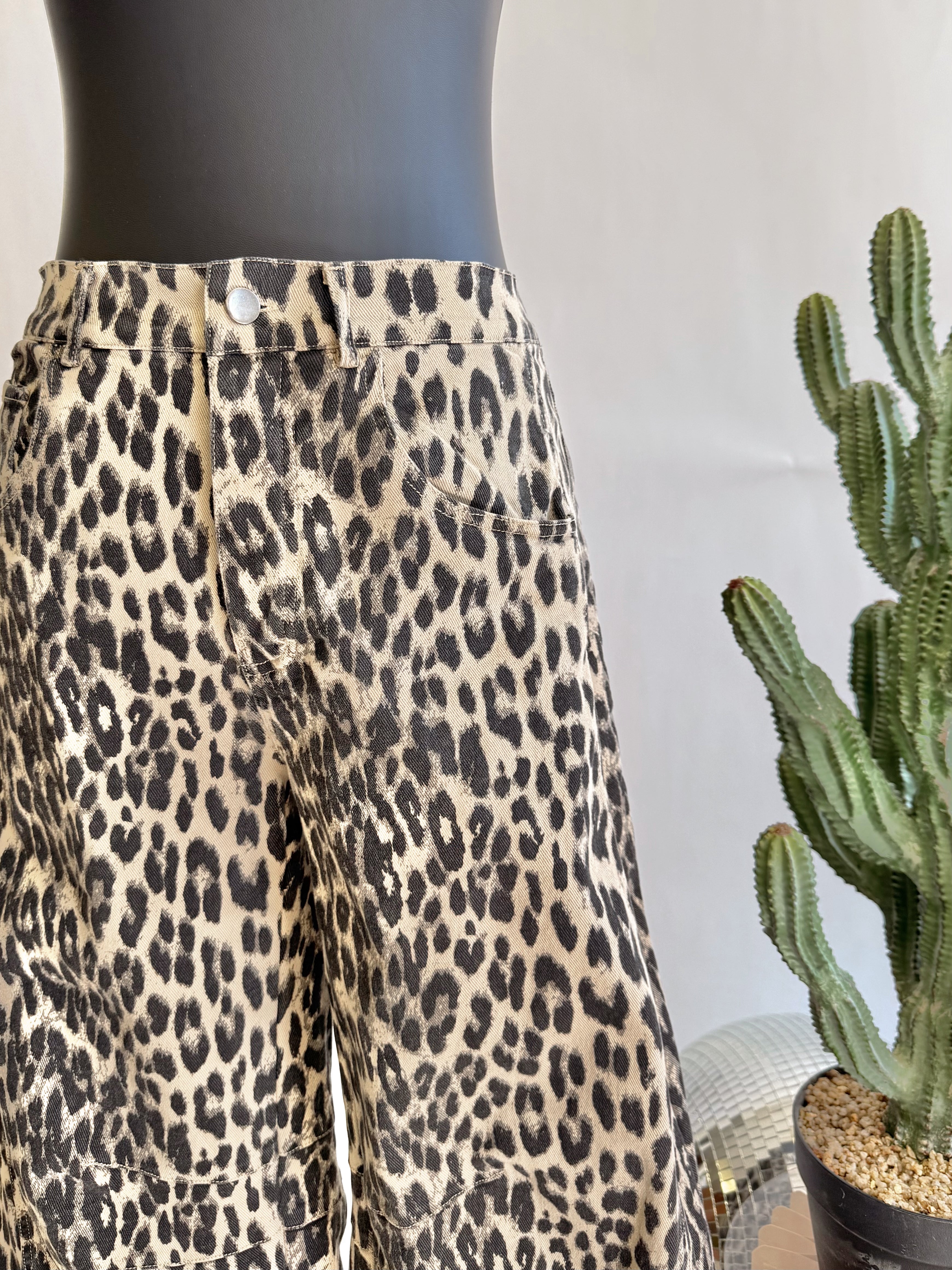 The Lala Leopard Barrel Jeans