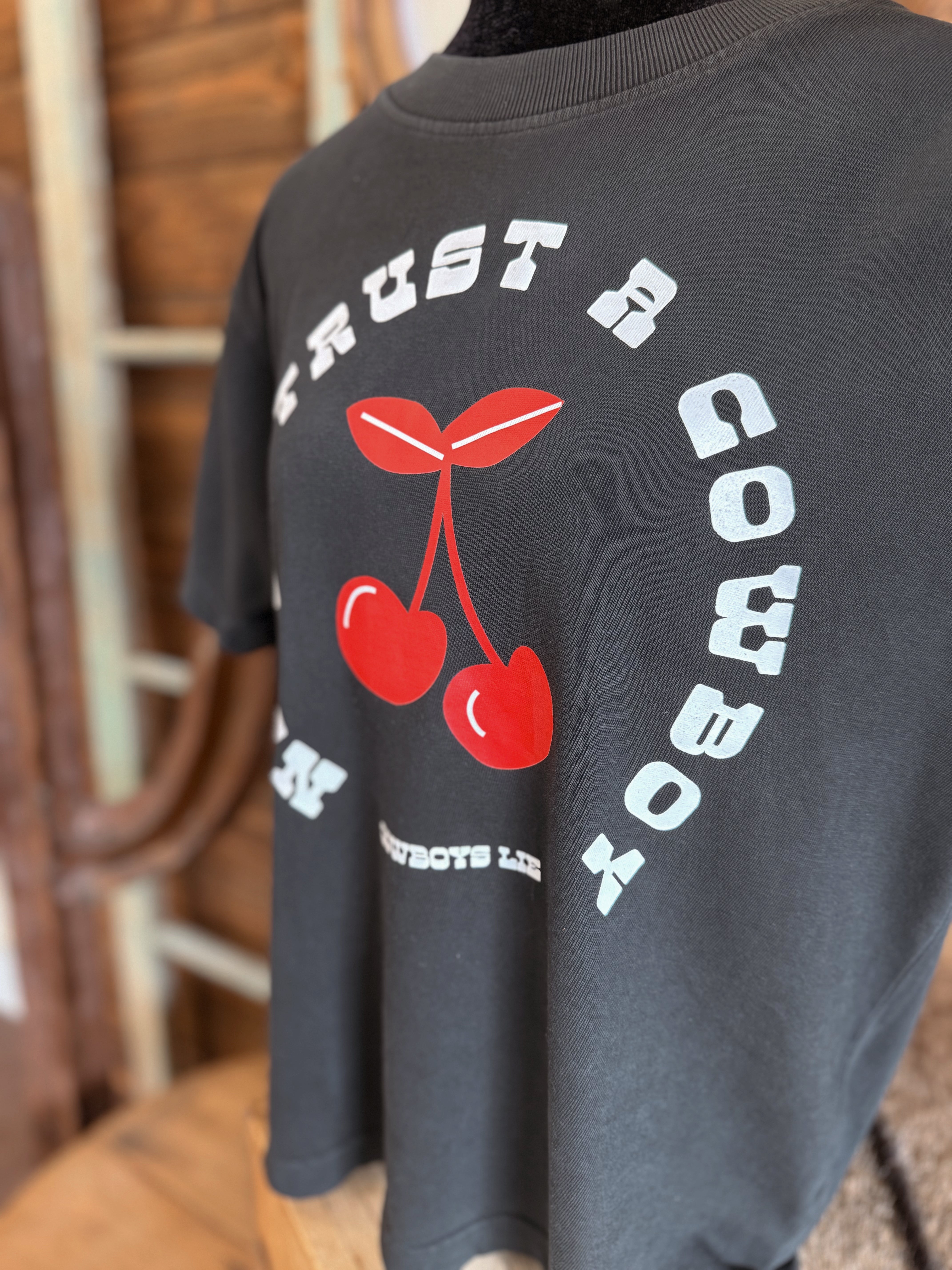 The Never Trust a Cowboy Boxy Tee