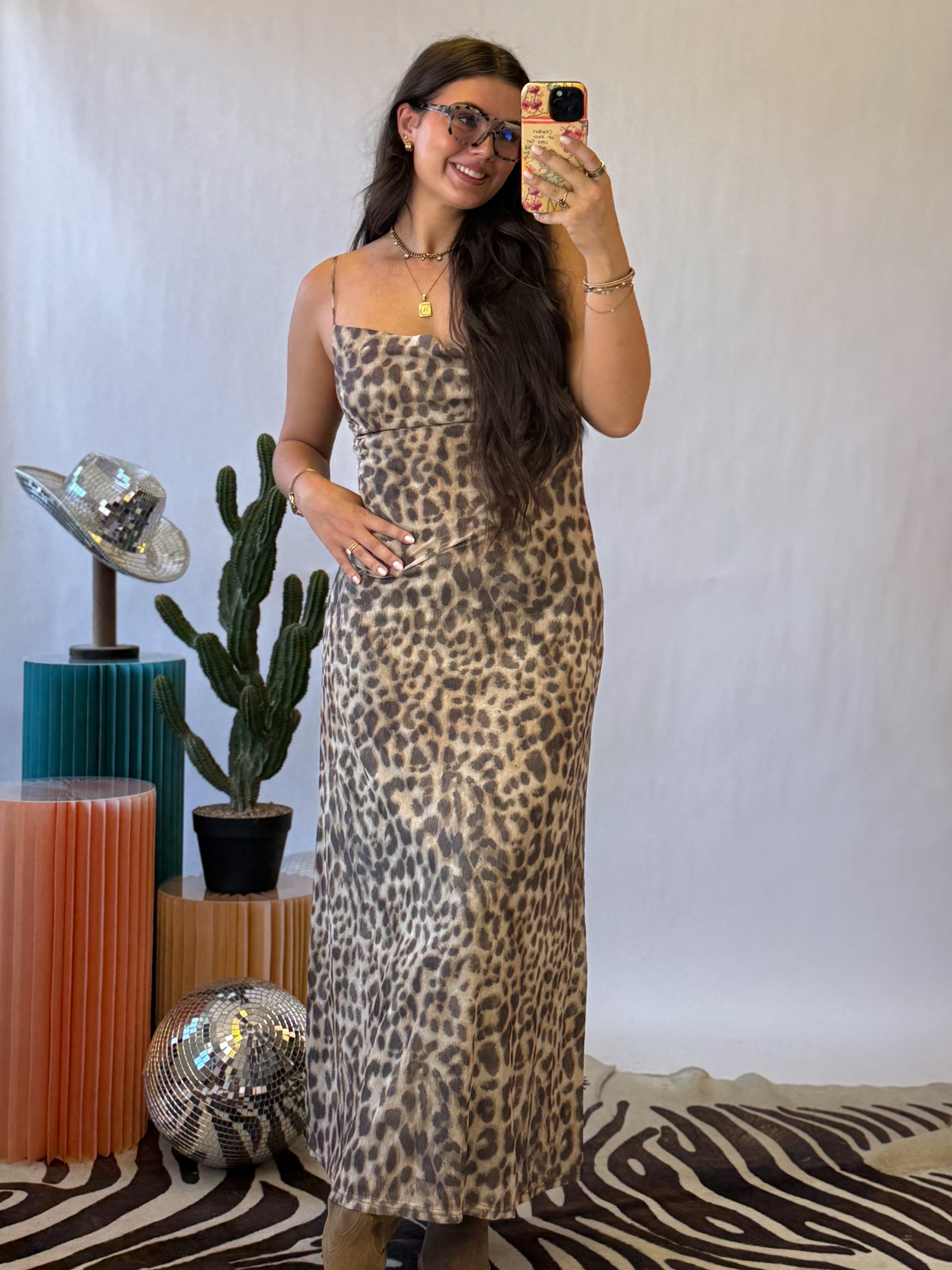 The Falling For You Leopard Maxi Dress