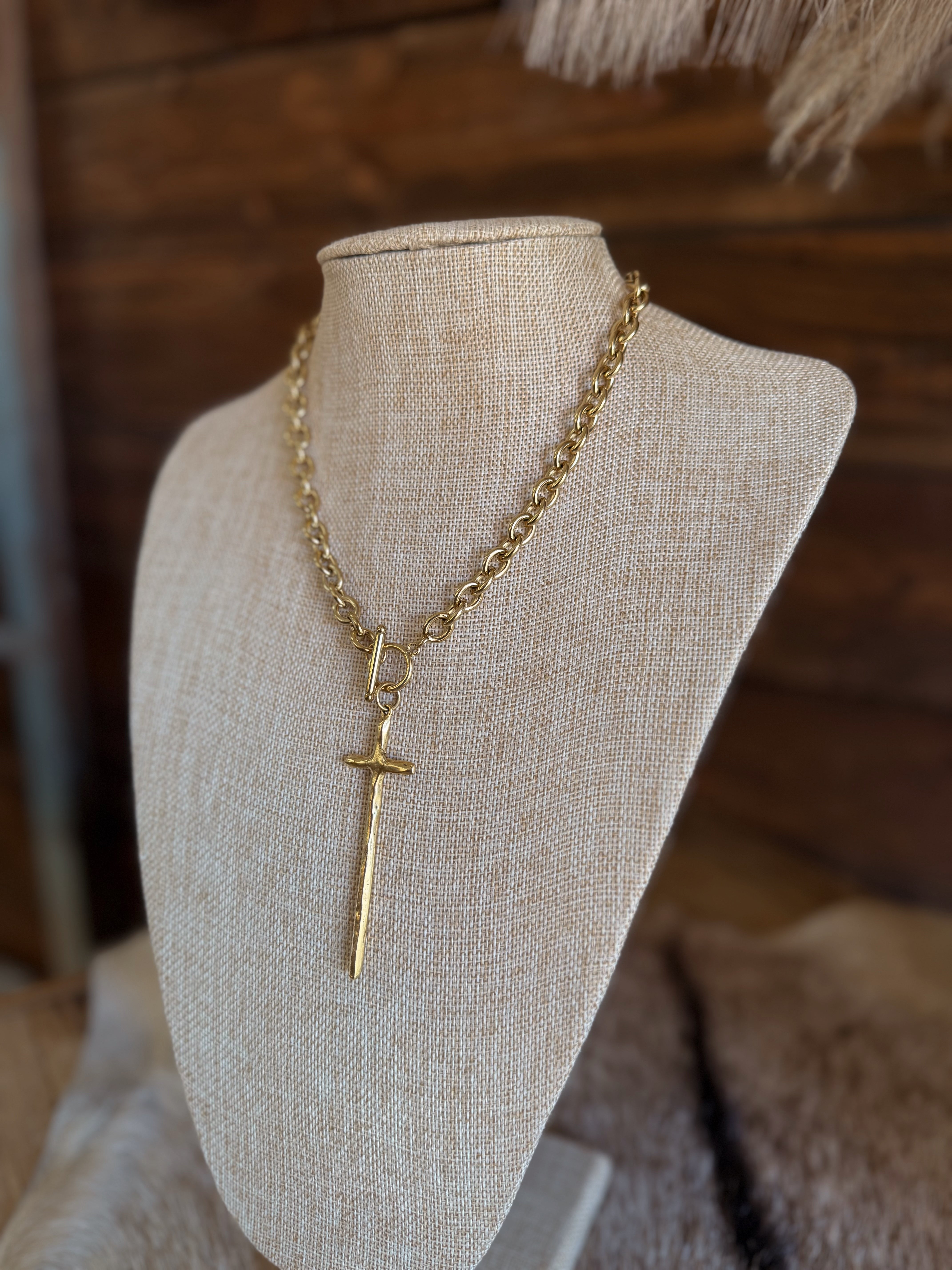The Elongated Cross Toggle Necklace