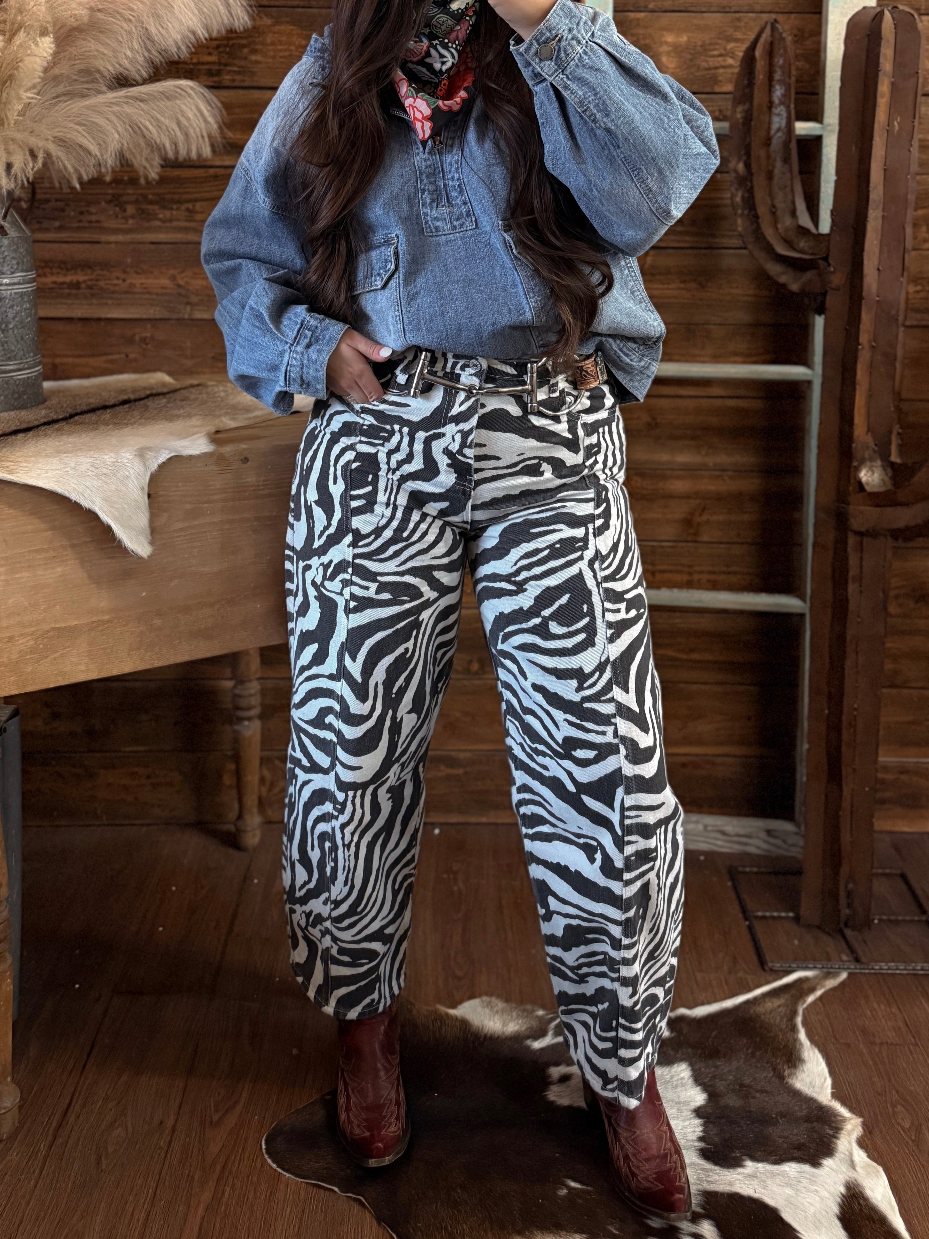 The Lauren Zebra Barrel Pants