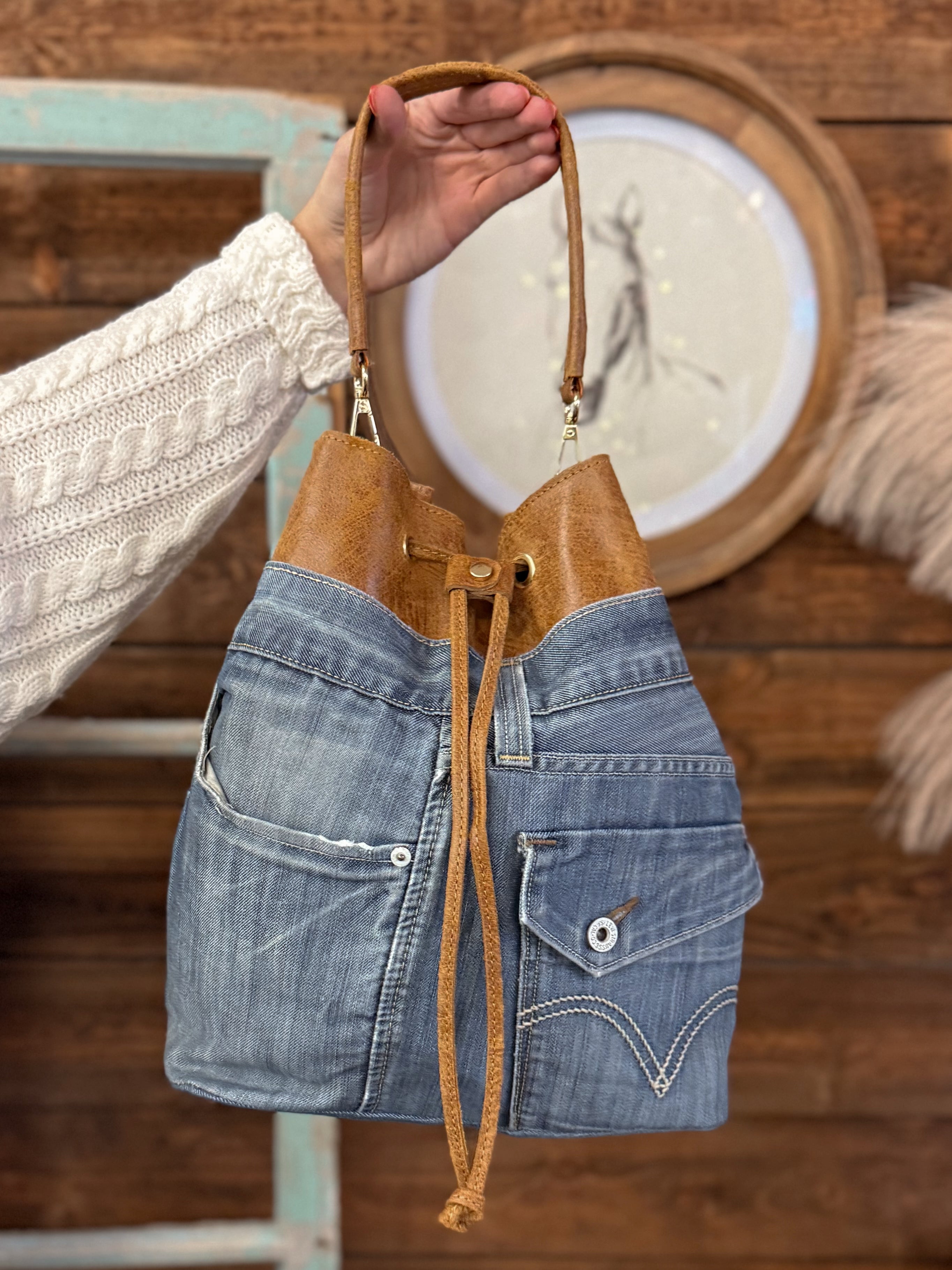 The Blue Jean Bandit Bucket Bag