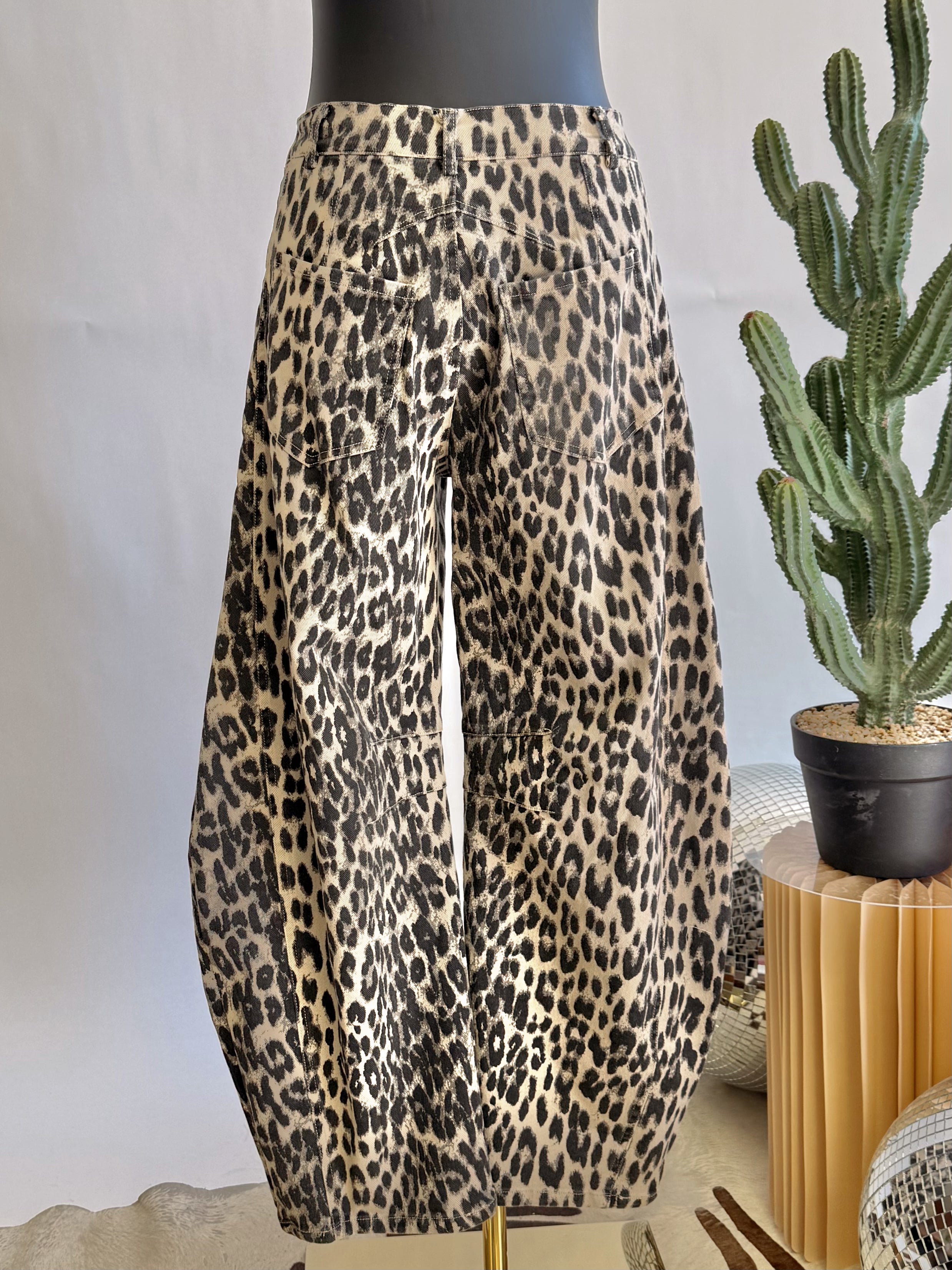 The Lala Leopard Barrel Jeans