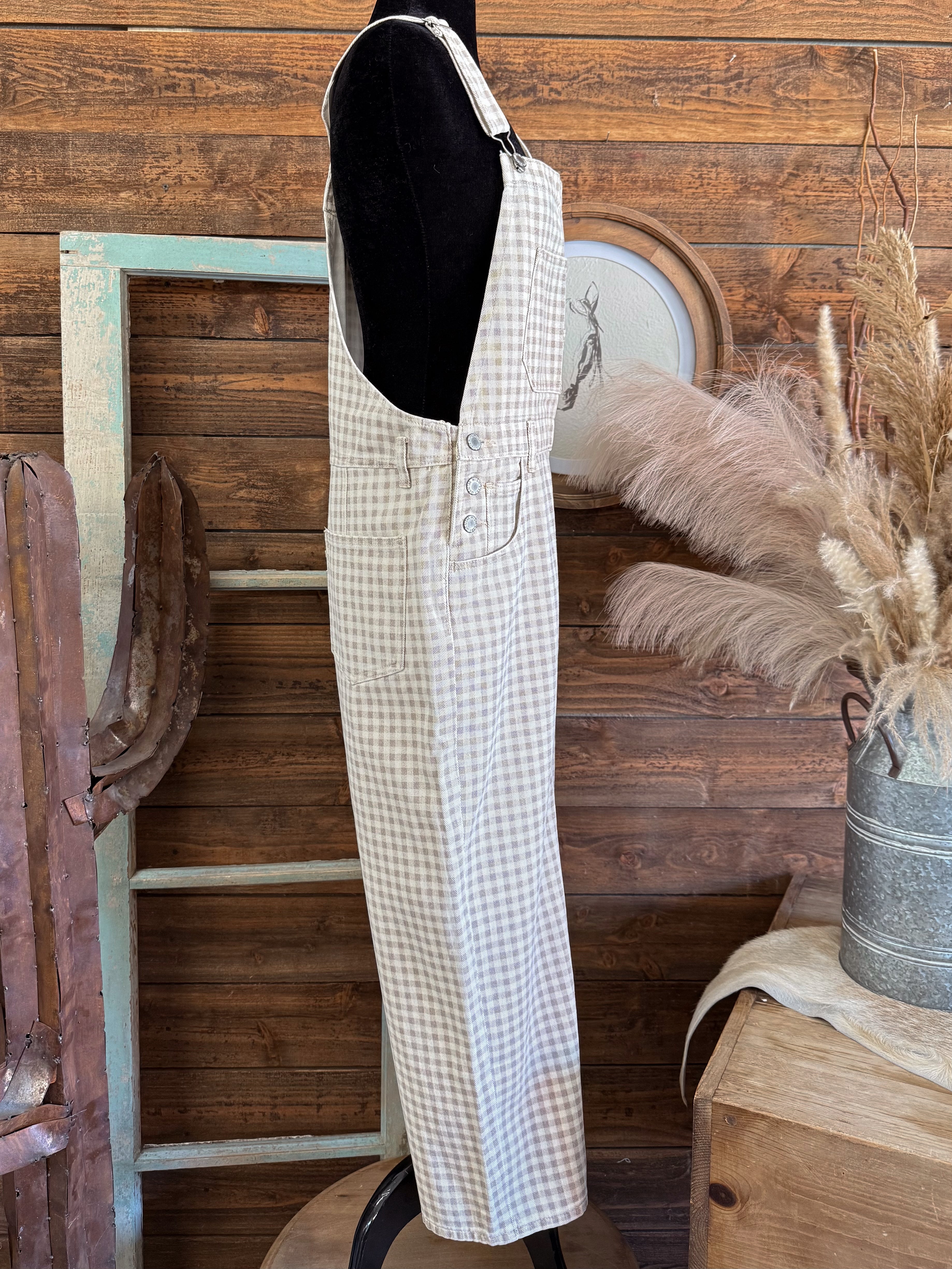 The Haddi Gingham Overalls