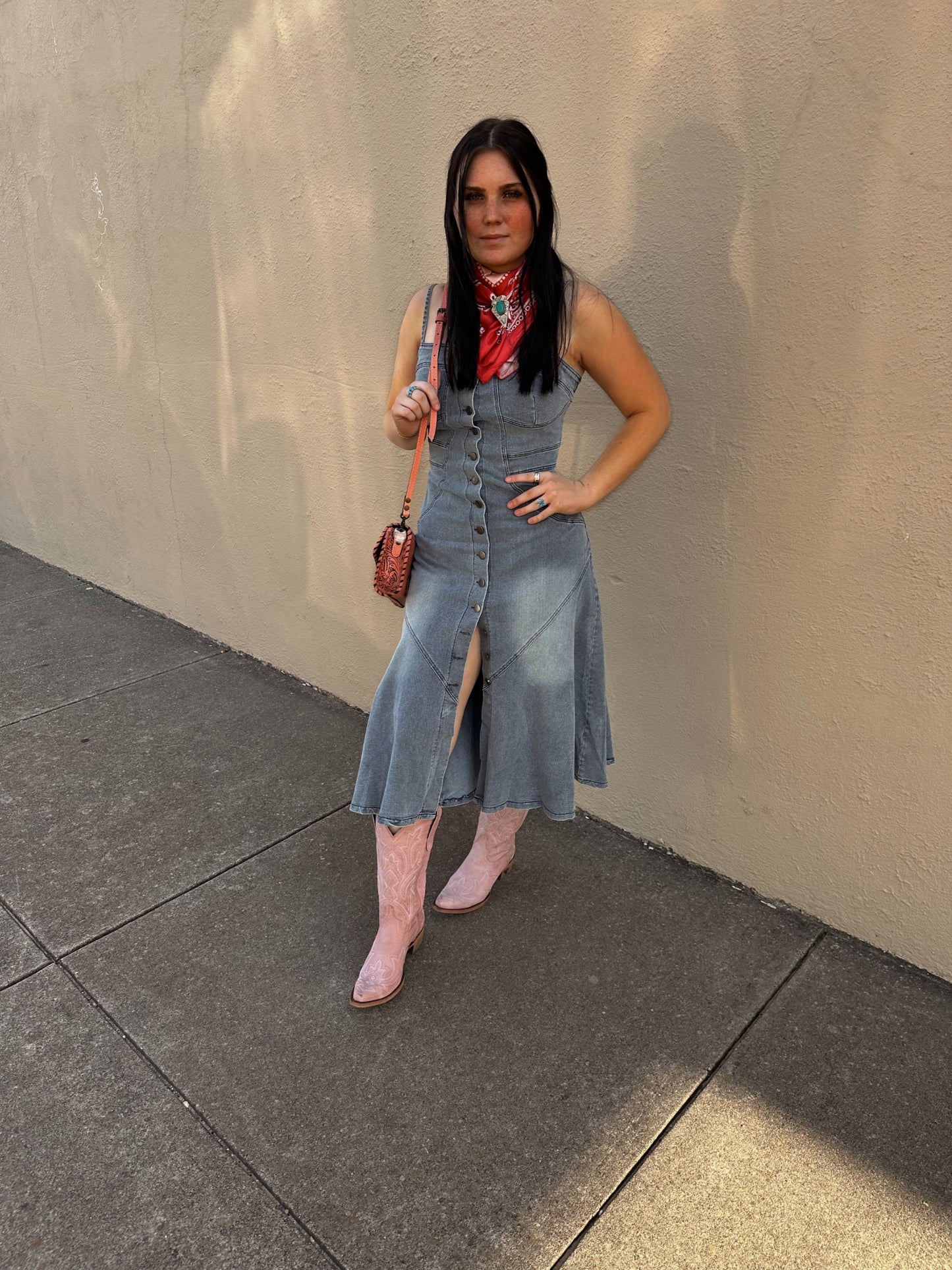 The Callie Denim Maxi Dress