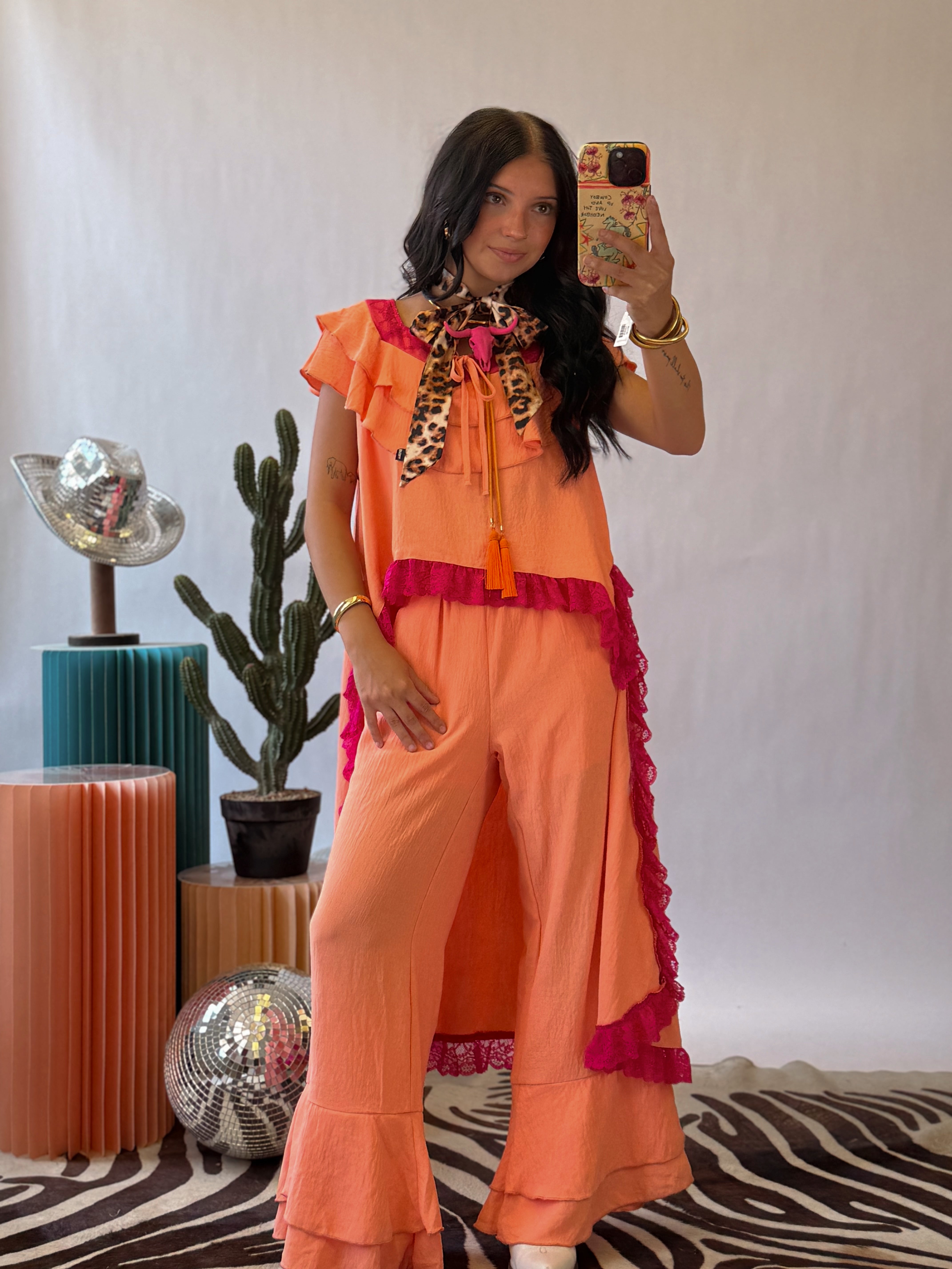 The Lumi Peach Ruffle Set