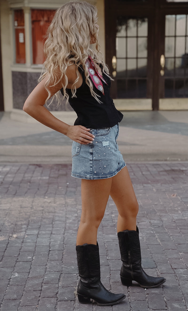 The Broadway Denim Skirt