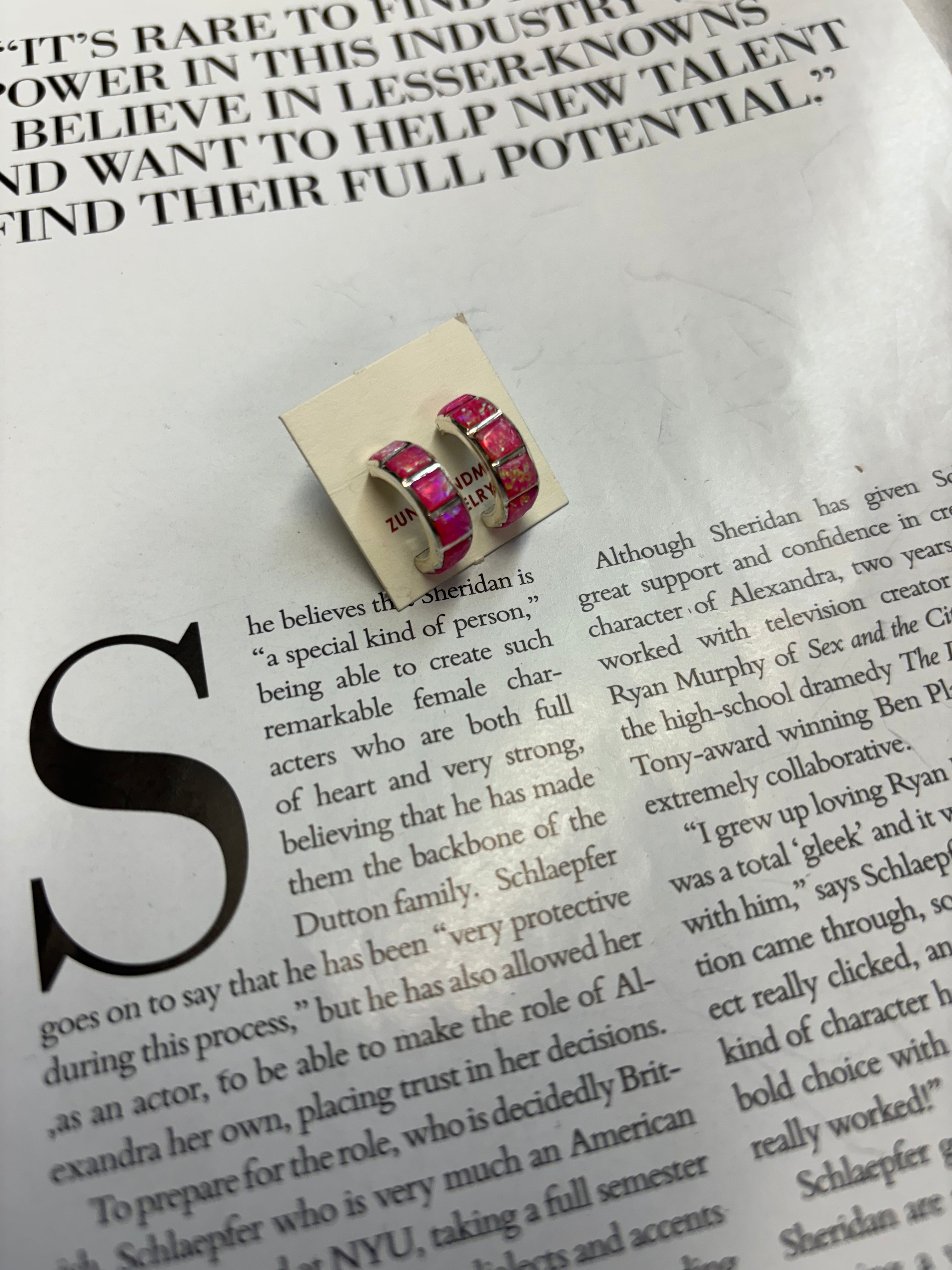 The Pink Opal Huggie Hoops