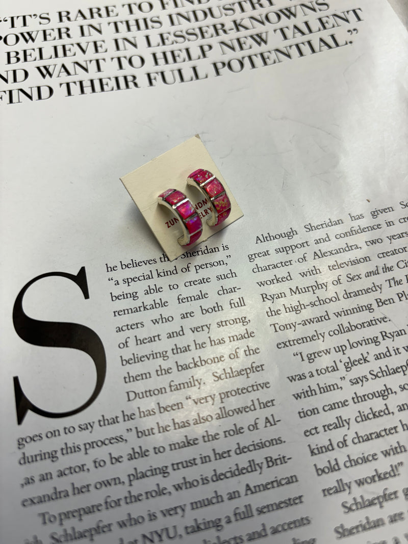 The Pink Opal Huggie Hoops