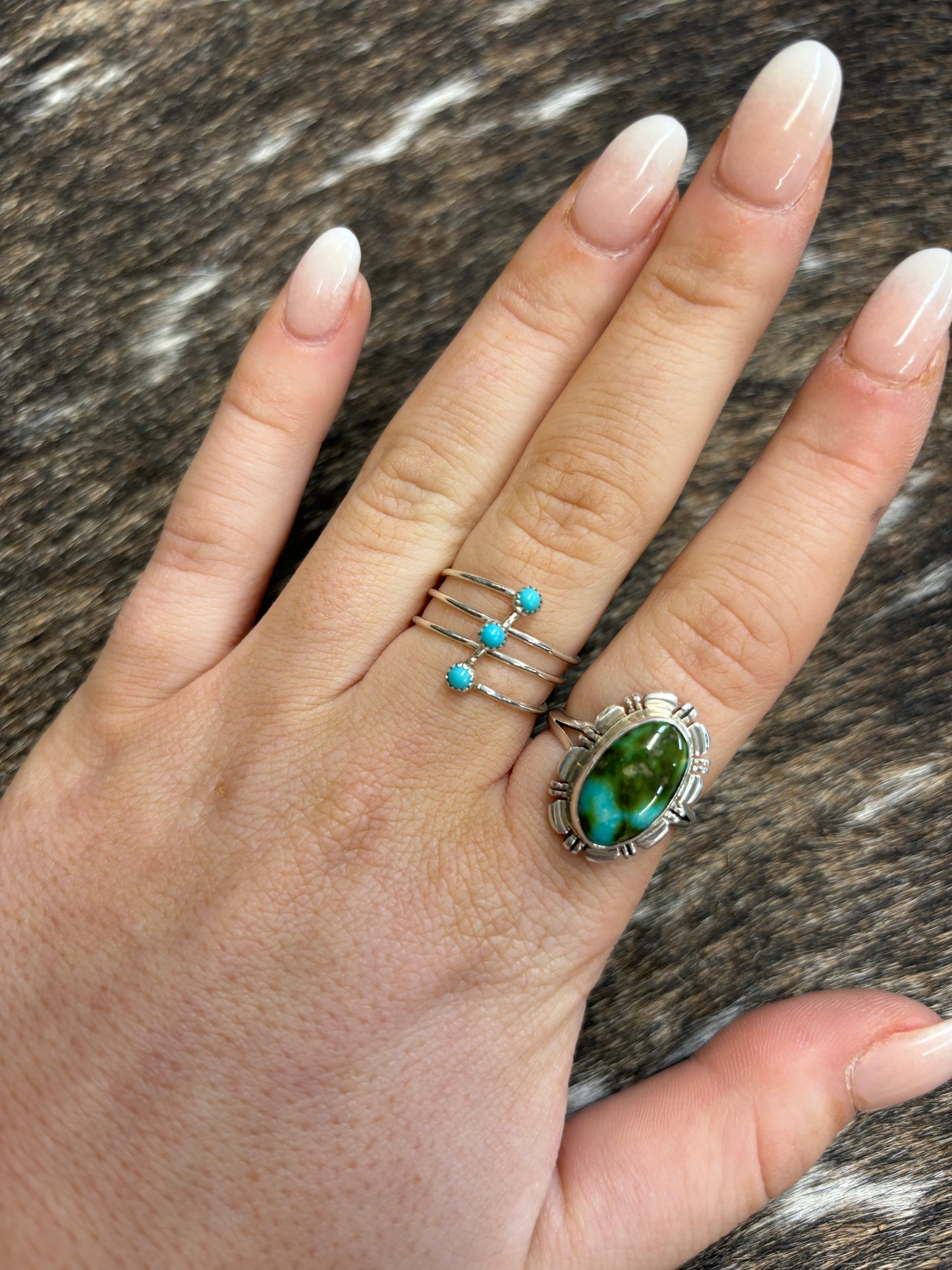 The Triple Stone Turquoise Ring - size 7