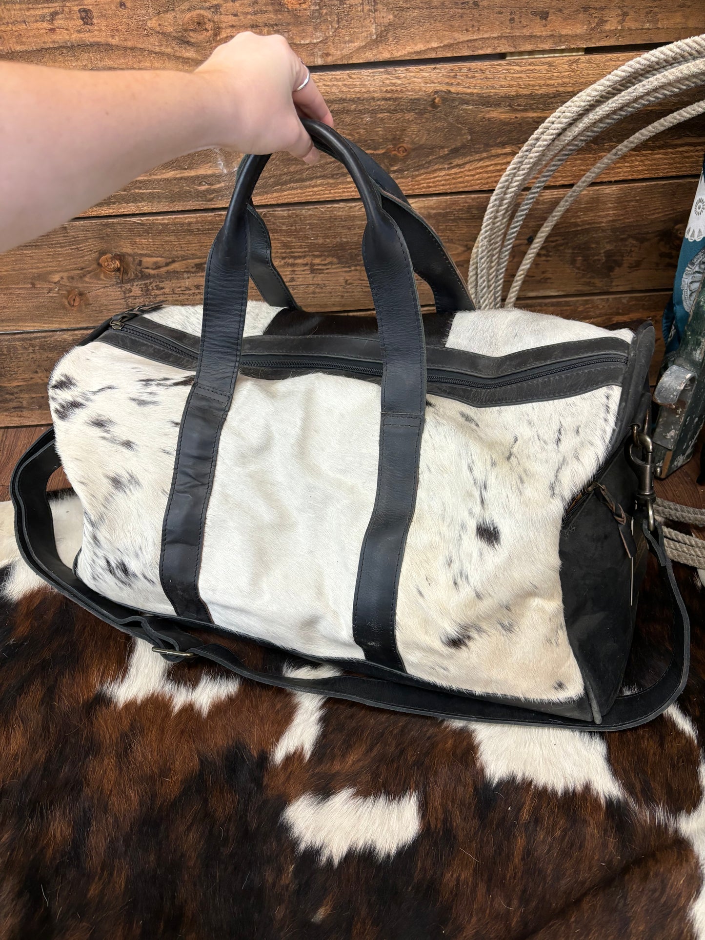 The On the Go Cowhide Duffle Bag