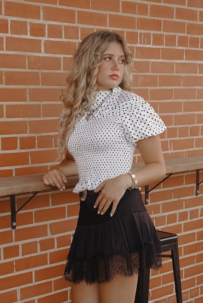 The Naughty or Nice Lace Mini Skirt