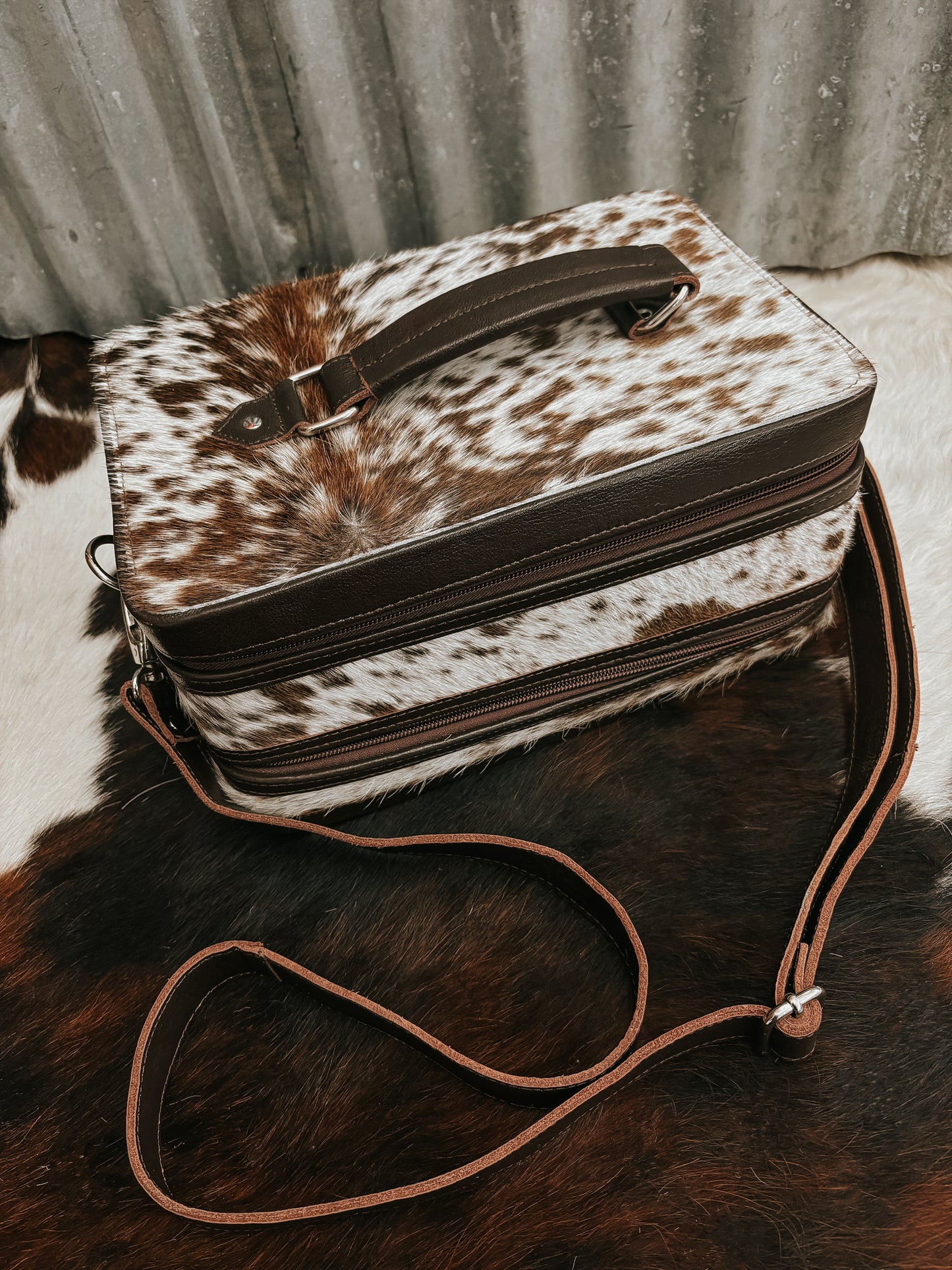 The Cowhide Double Decker Jewelry Traveling Case/Carrier