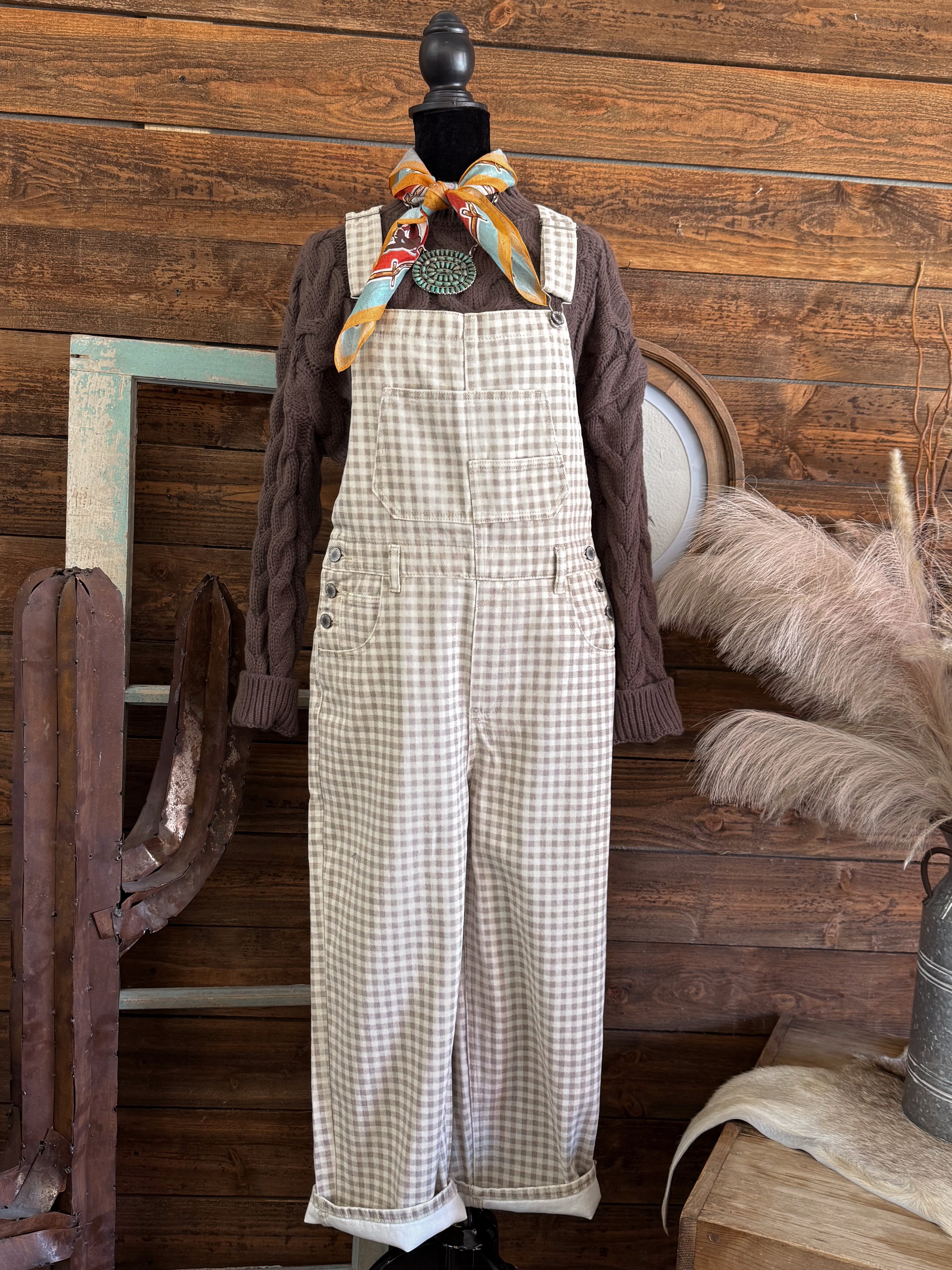 The Haddi Gingham Overalls