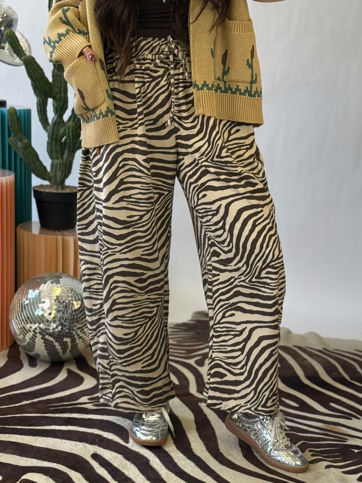 The Wild Instinct Zebra Barrel Sweatpants