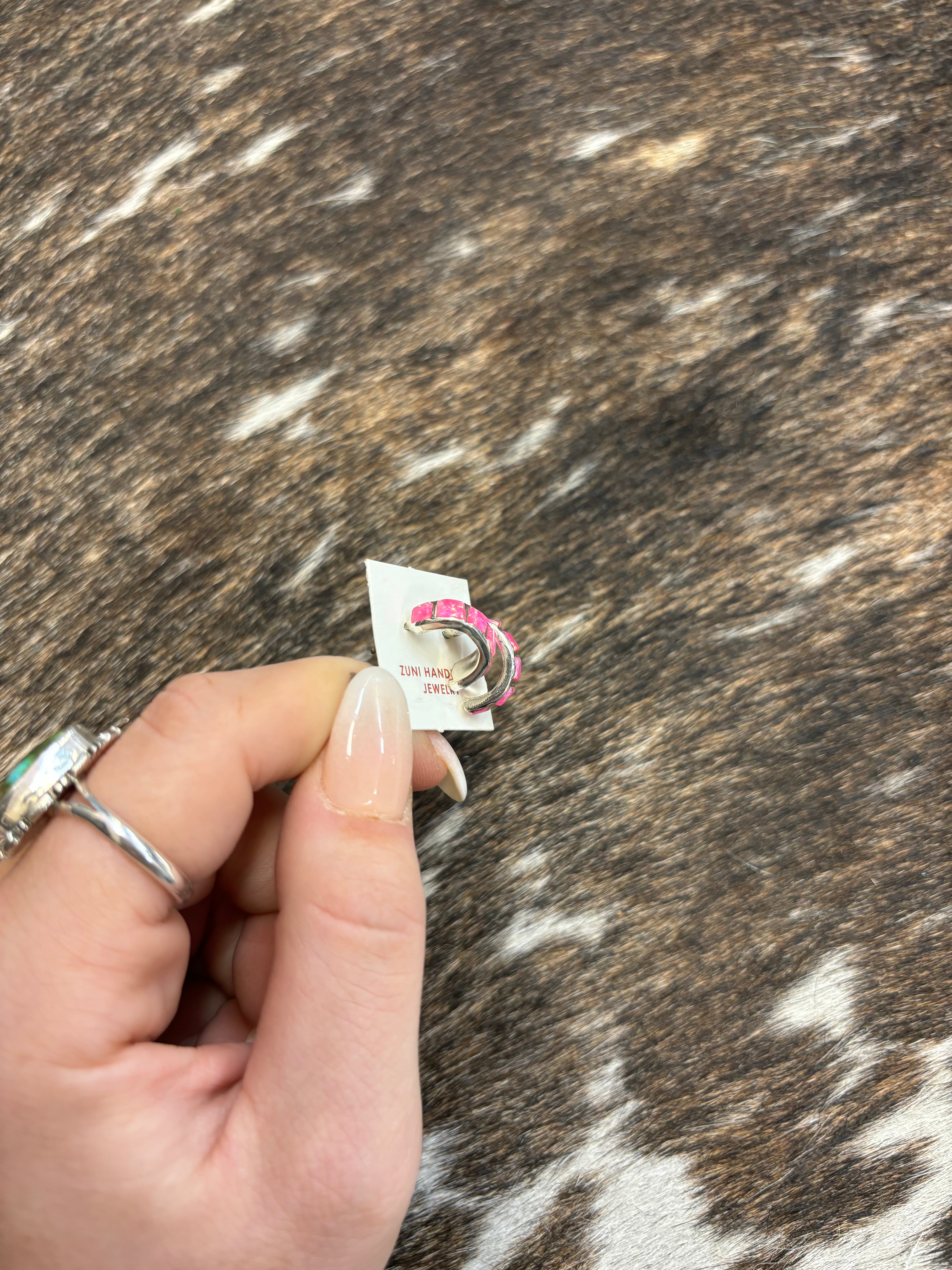 The Pink Opal Huggie Hoops