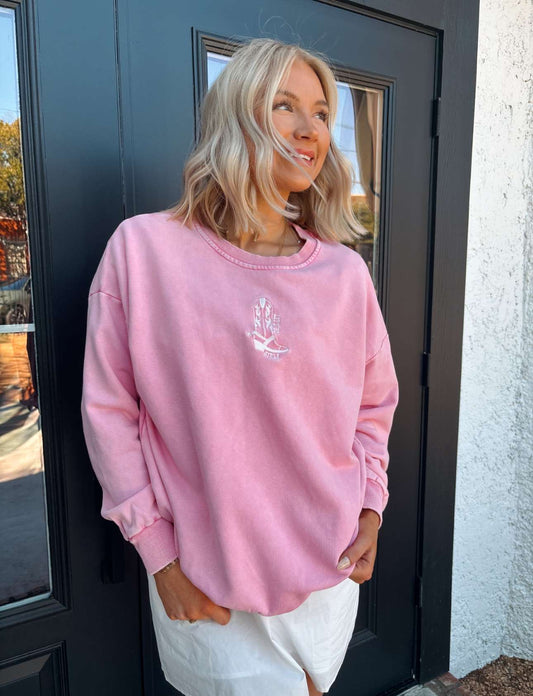The Let's Go Girls Embroidered Crew Neck