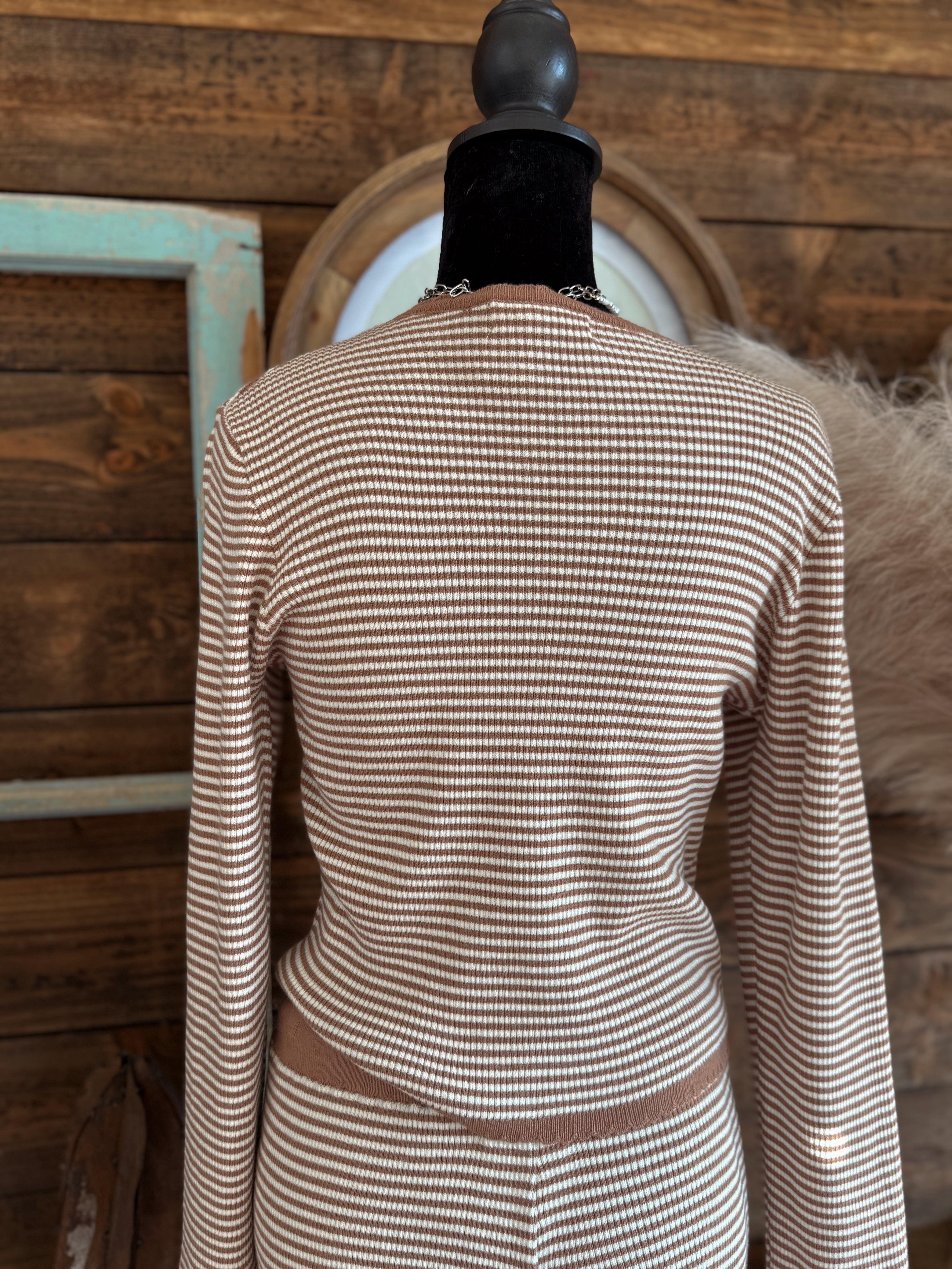 The Indigo Striped Button Top