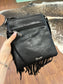 The Wrangler Leather Fringe Jean Pocket Crossbody - Black