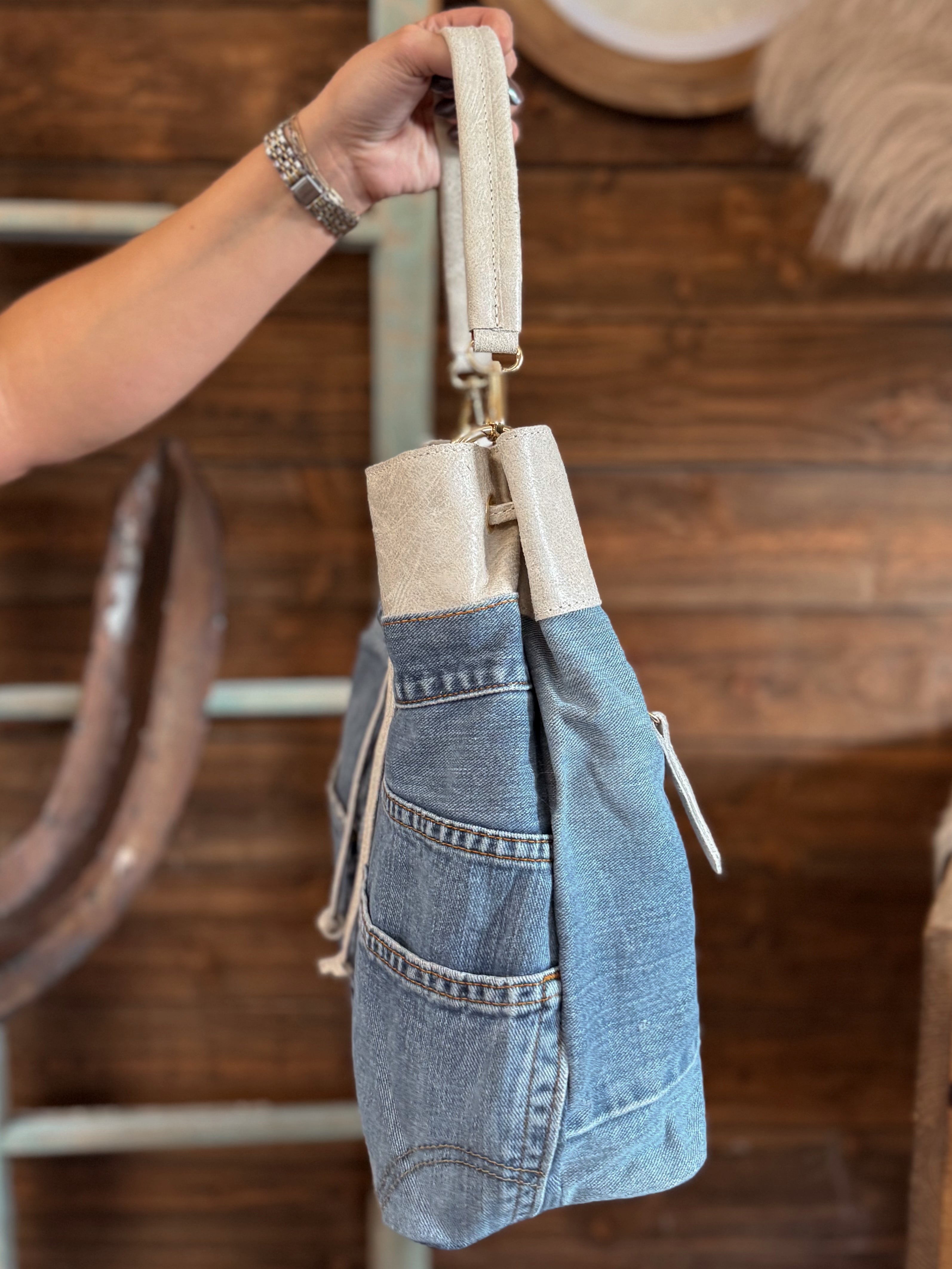 The Blue Jean Bandit Bucket Bag