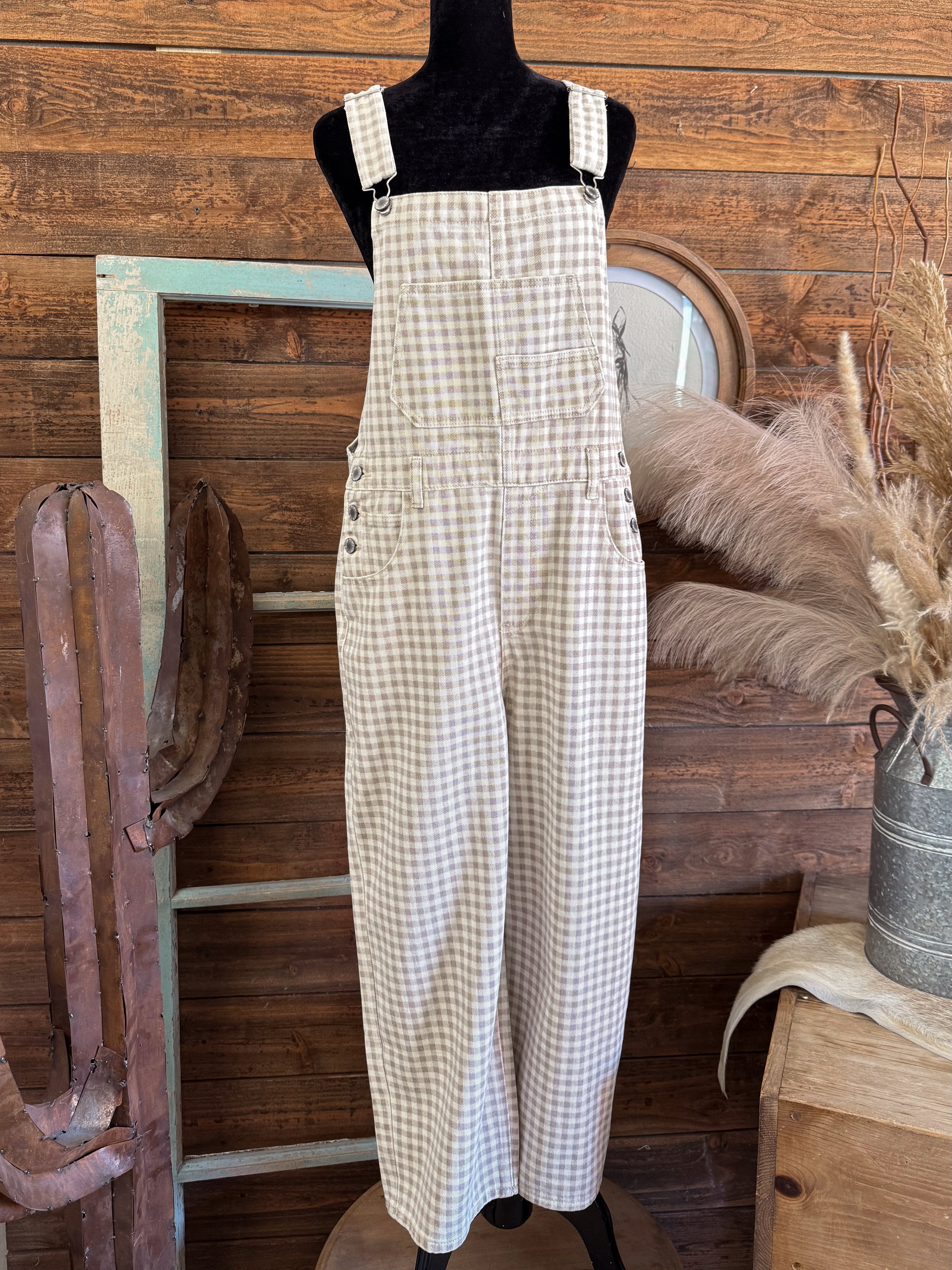 The Haddi Gingham Overalls