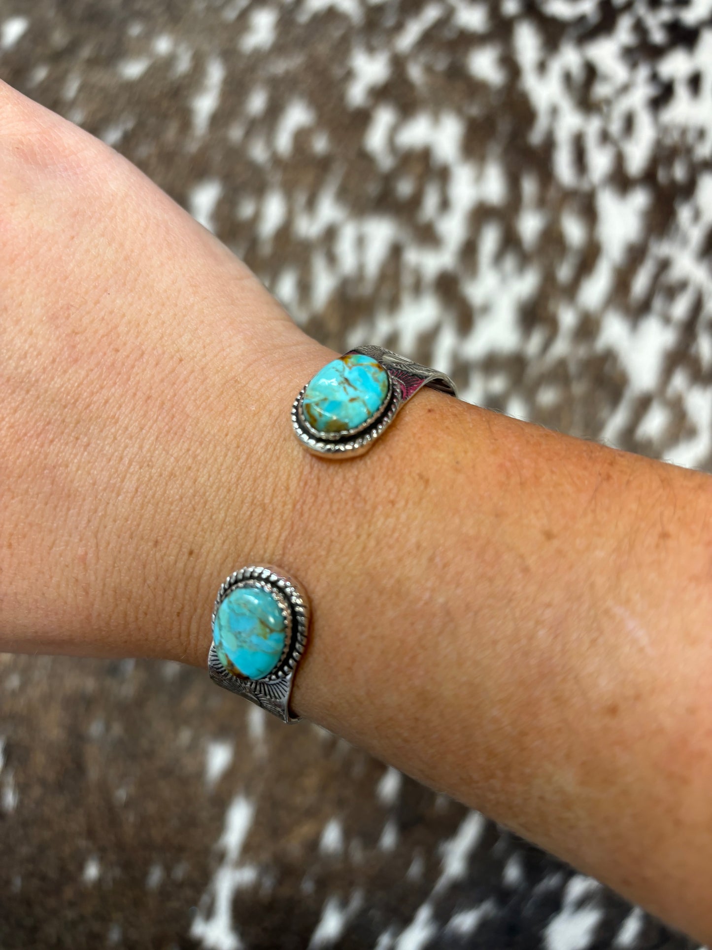 The Double Trouble Kingman Turquoise Cuff