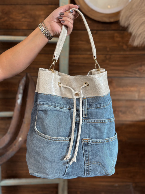 The Blue Jean Bandit Bucket Bag