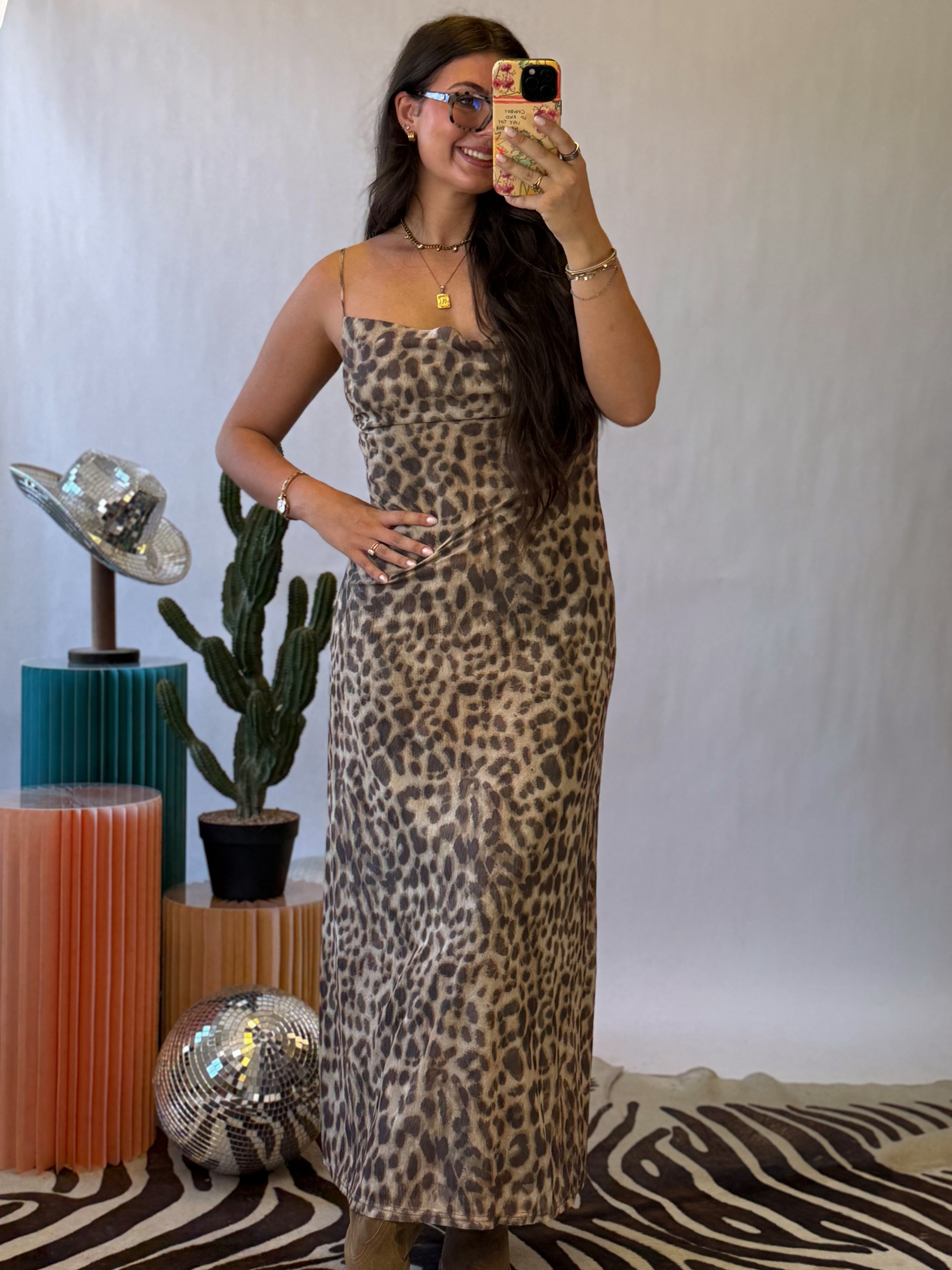 The Falling For You Leopard Maxi Dress