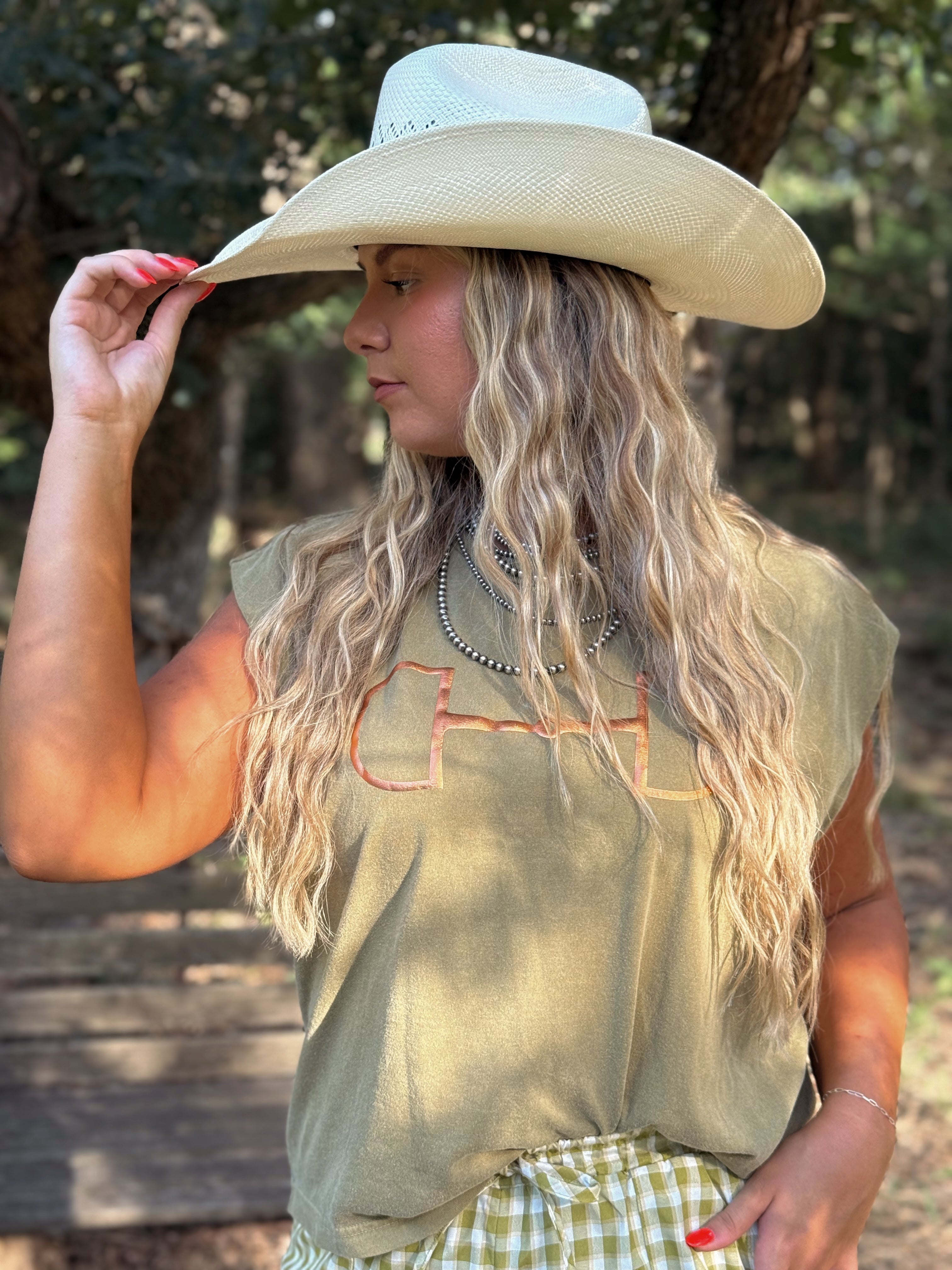 The Olive Horse Bit Muscle Tank