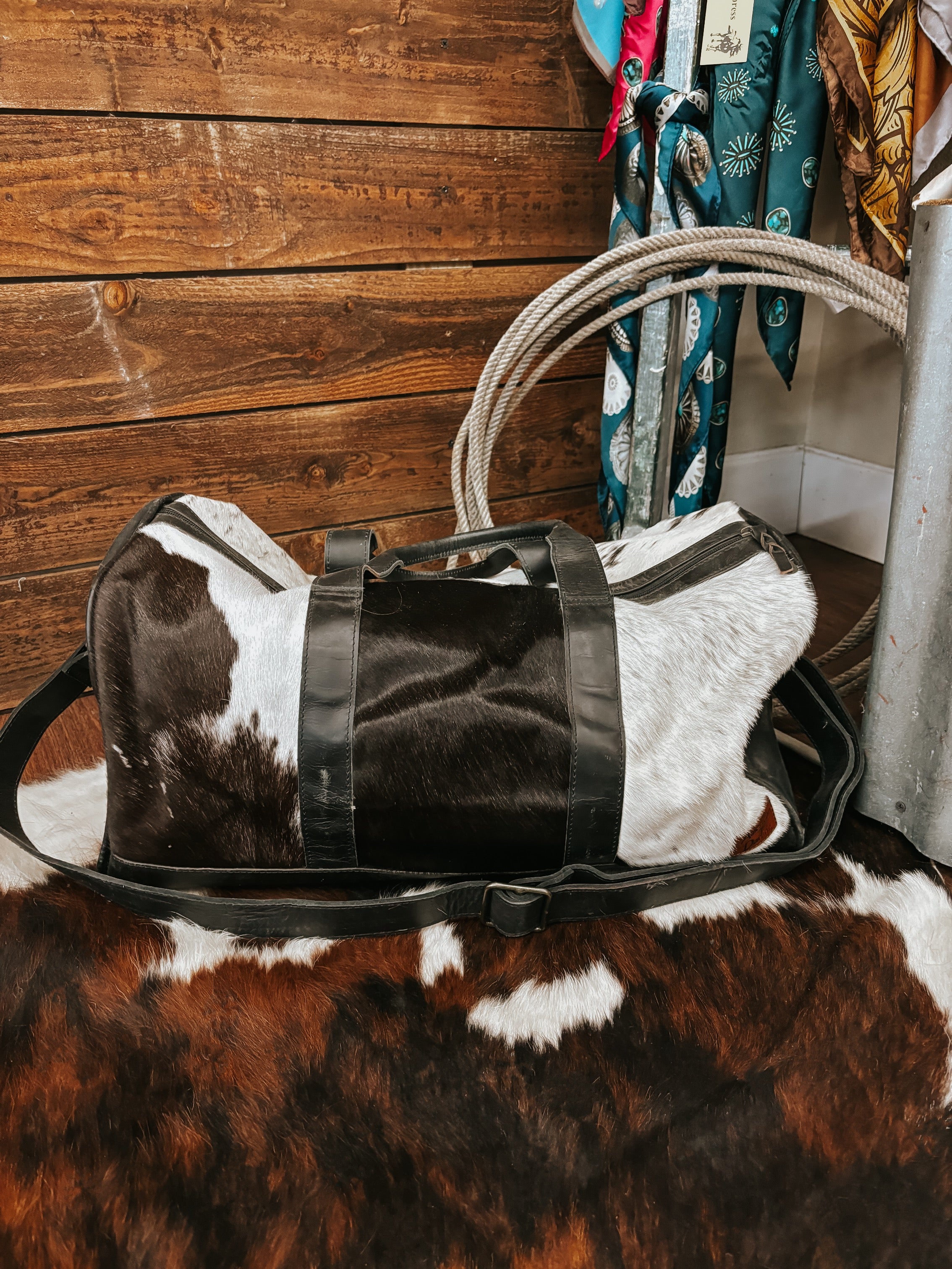 The On the Go Cowhide Duffle Bag