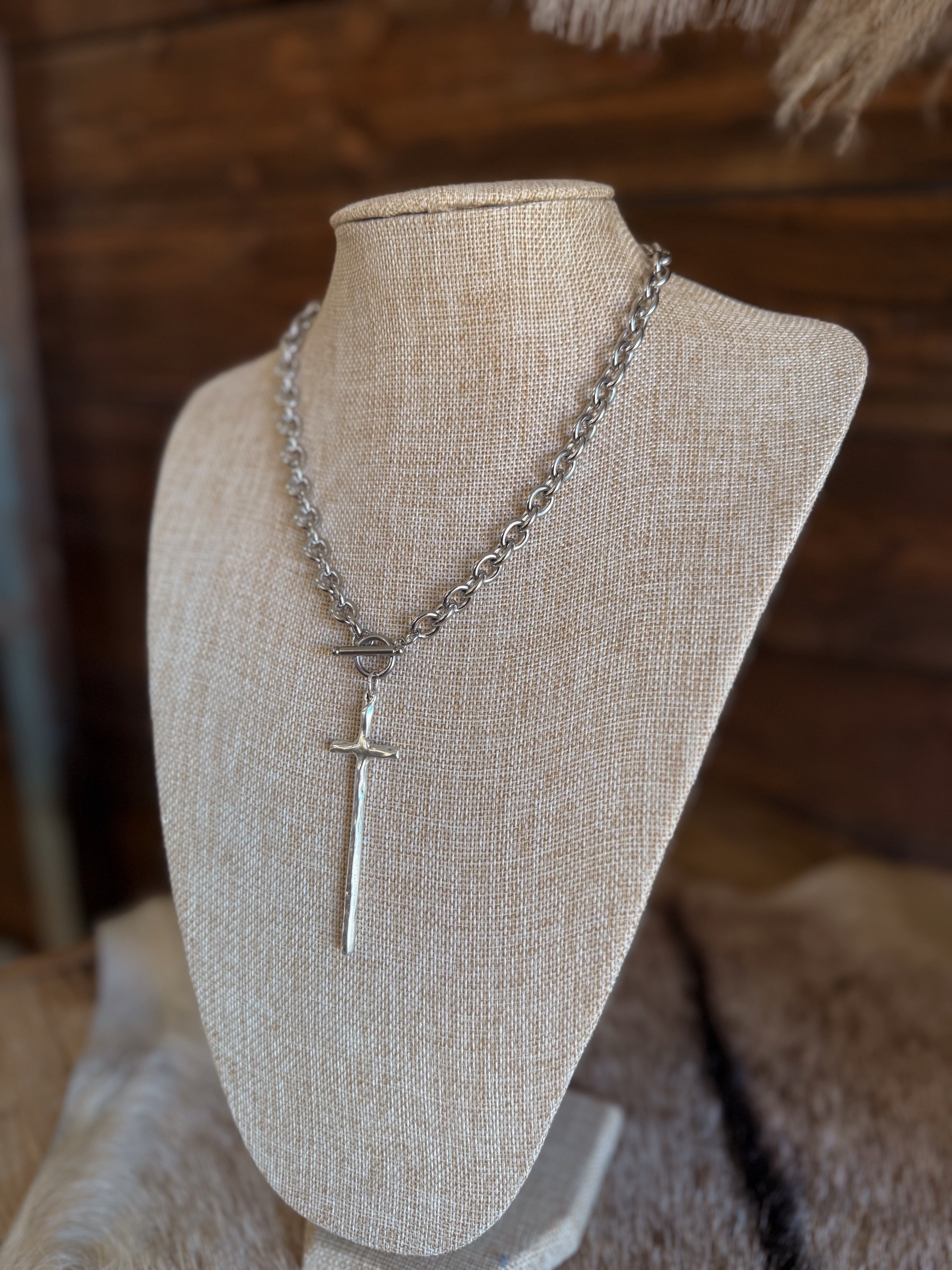 The Elongated Cross Toggle Necklace