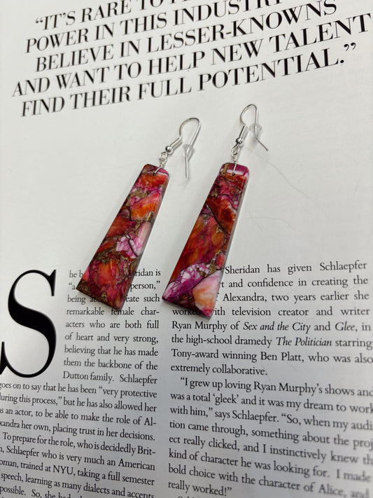 The Gabriella Authentic Pink Dahlia Slab Earrings