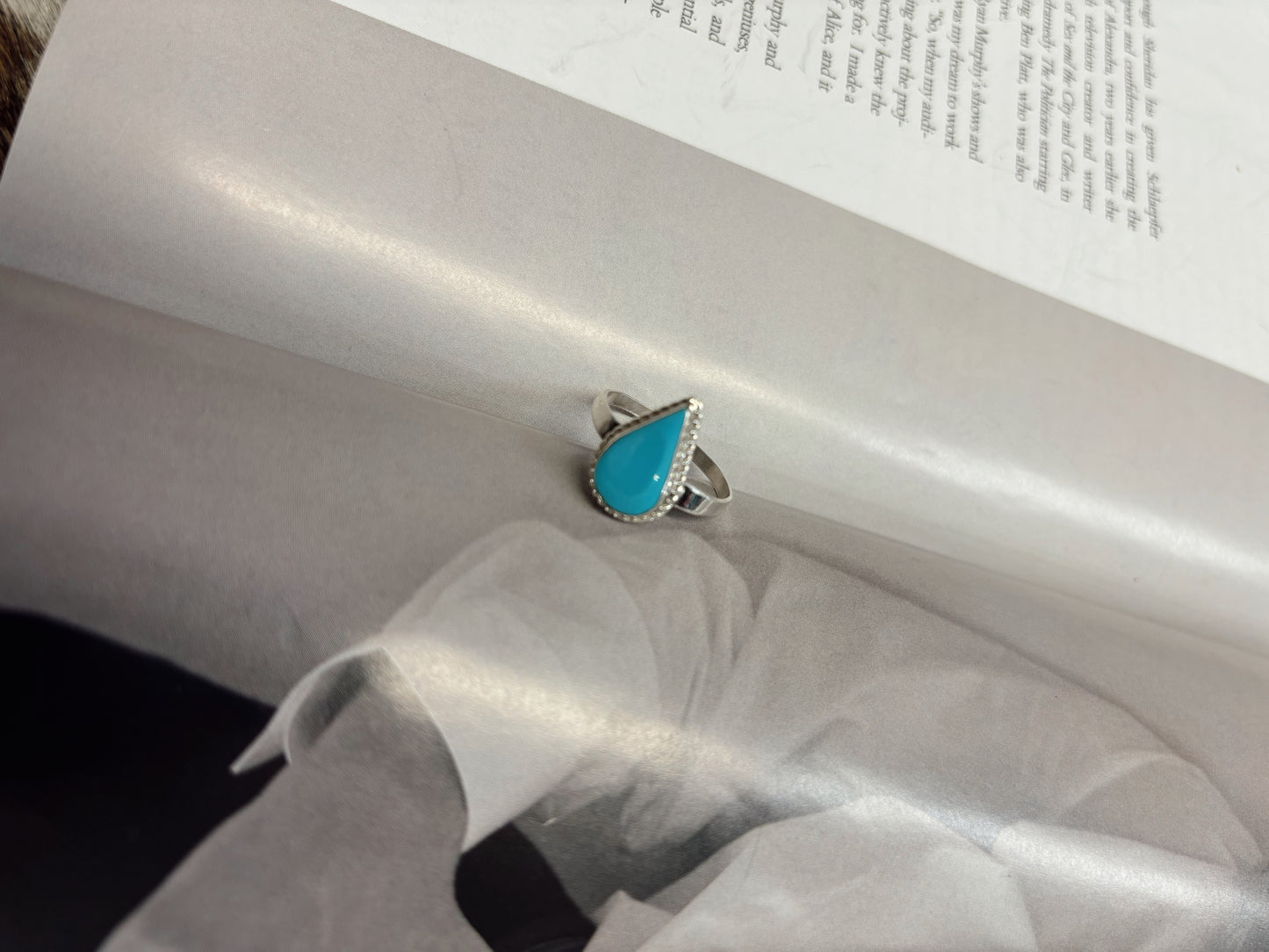 The Cowboy's Teardrop Turquoise Ring - size 7.5