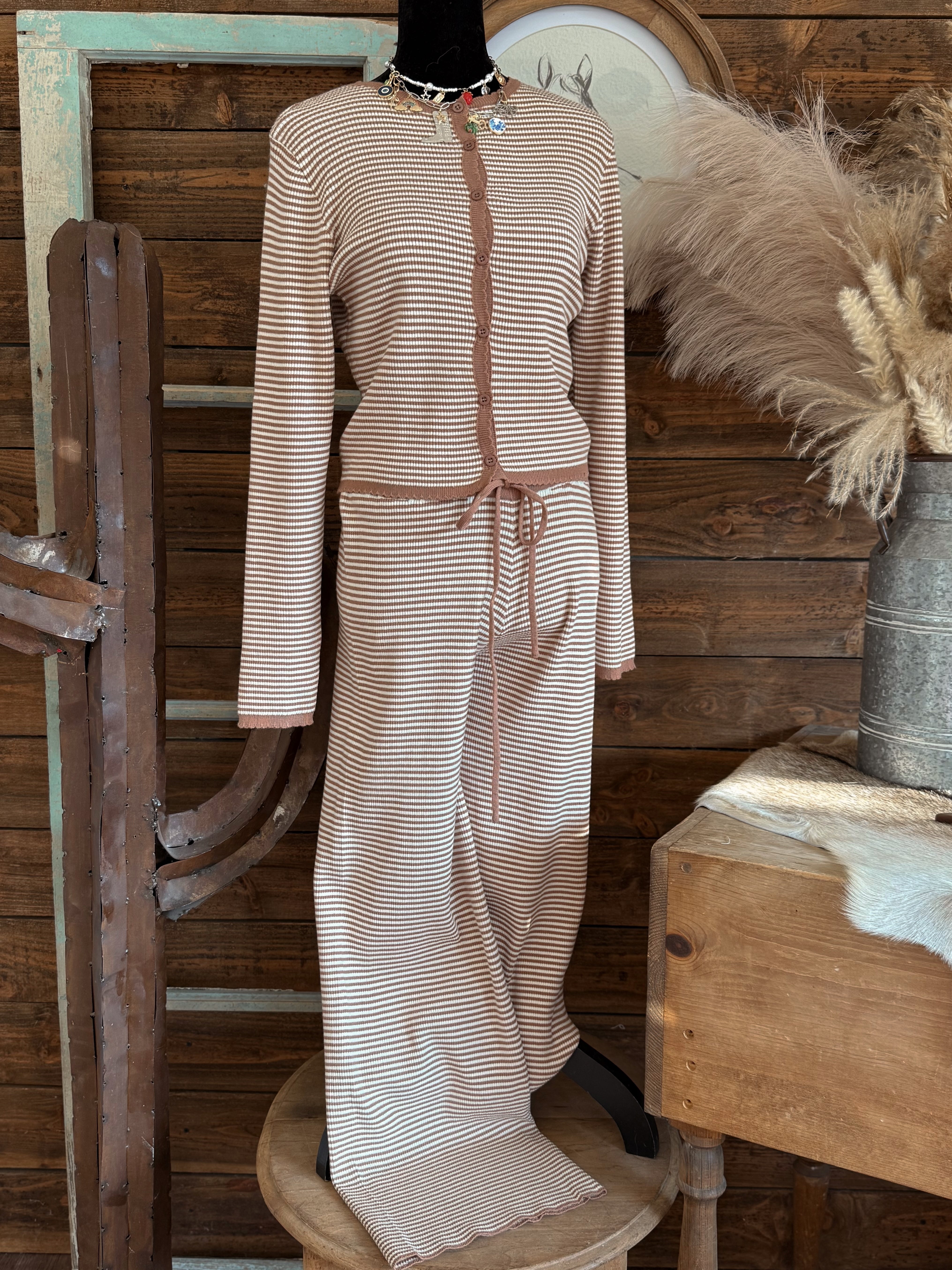 The Indigo Striped Knit Pants