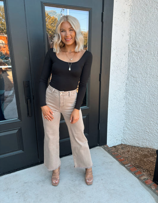 The Here Goes Nothing Mocha Wide Leg Jeans