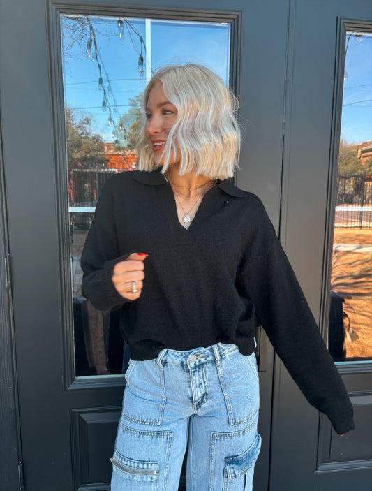 The Shauna Collared Drop Shoulder Sweater