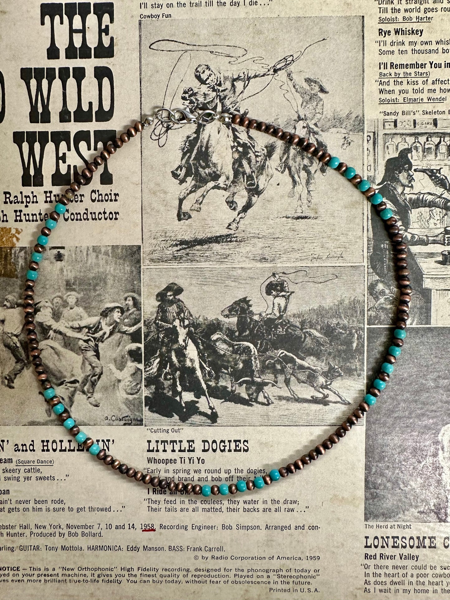 The 8" Faux Turquoise & Navajo Pearl Necklace - Small - (3 Colors)