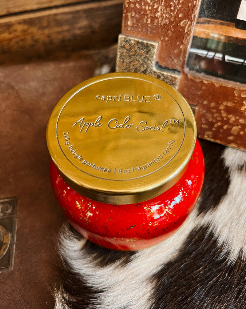 The Capri Blue Apple Cider Social Glimmer Petite Jar, 8 oz