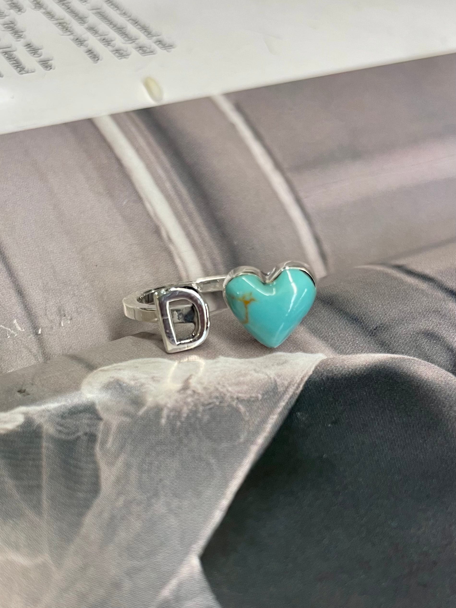 The Heart Letter Ring - Size 6-8