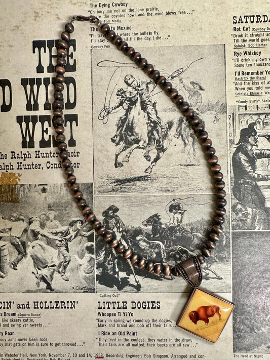 The 7.5" Bronze Buffalo Faux Navajo Pearl Necklace